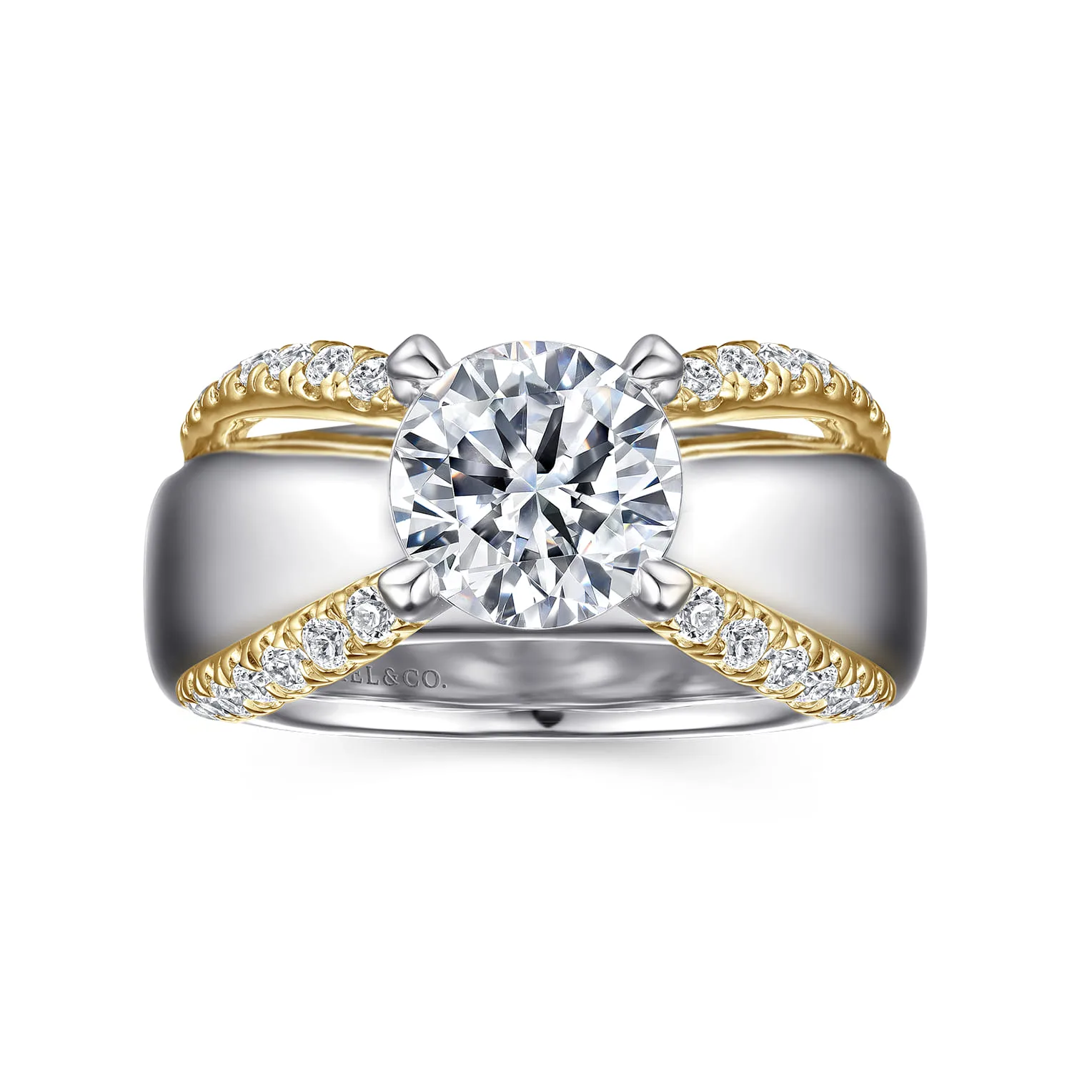 Round Diamond Engagement Ring in 14K White/Yellow Gold, photograph 4