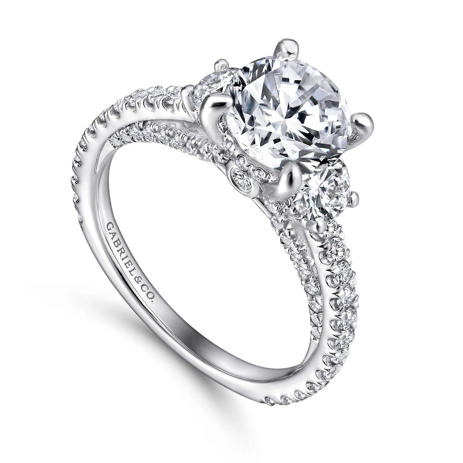 Round Diamond Engagement Ring in 14K White Gold, photograph 3
