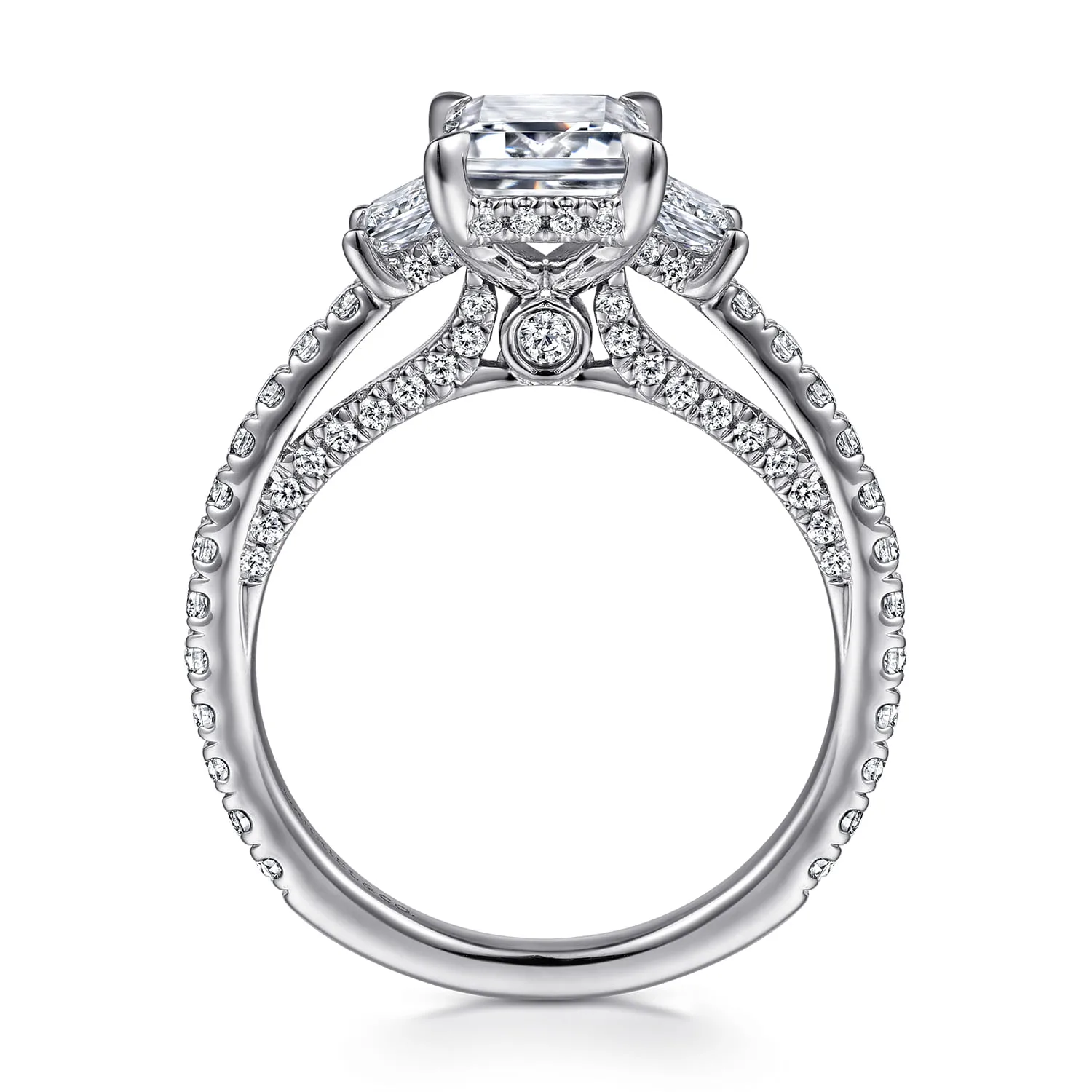 Emerald Diamond Engagement Ring in 14K White Gold, photograph 2