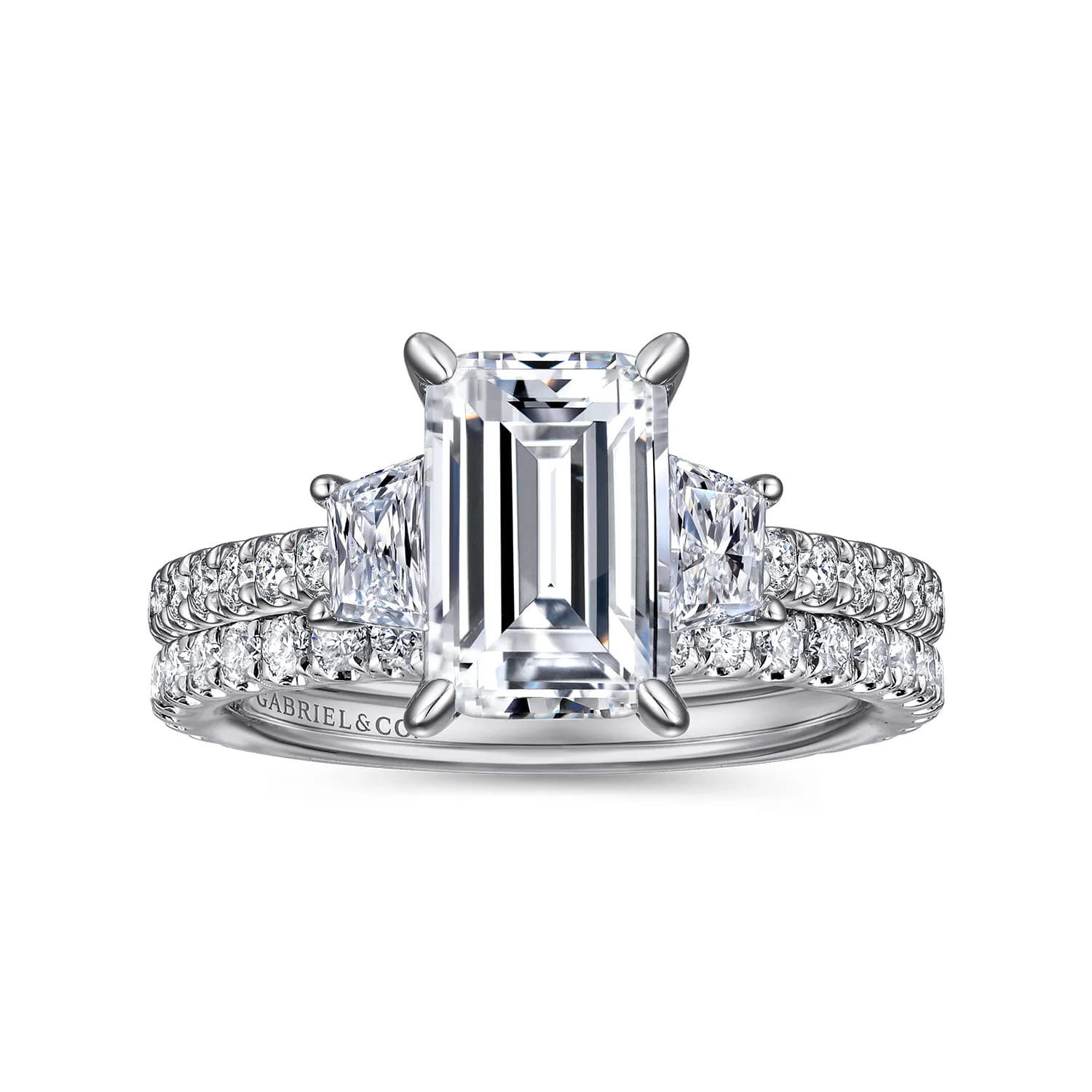 Emerald Diamond Engagement Ring in 14K White Gold, photograph 4