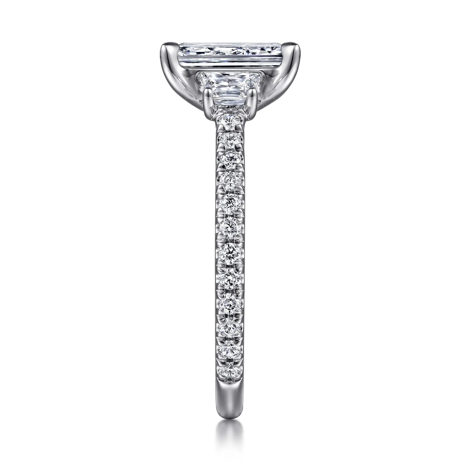Emerald Diamond Engagement Ring in 14K White Gold, photograph 5