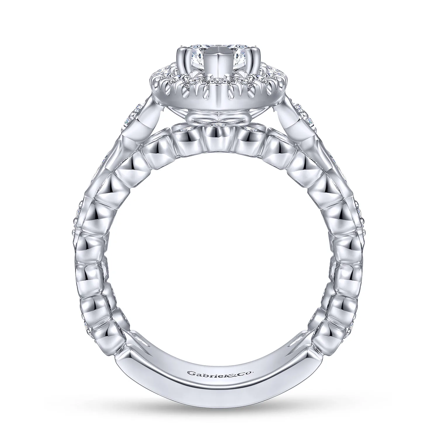 Marquise Halo Diamond Engagement Ring in 14K White Gold, photograph 2