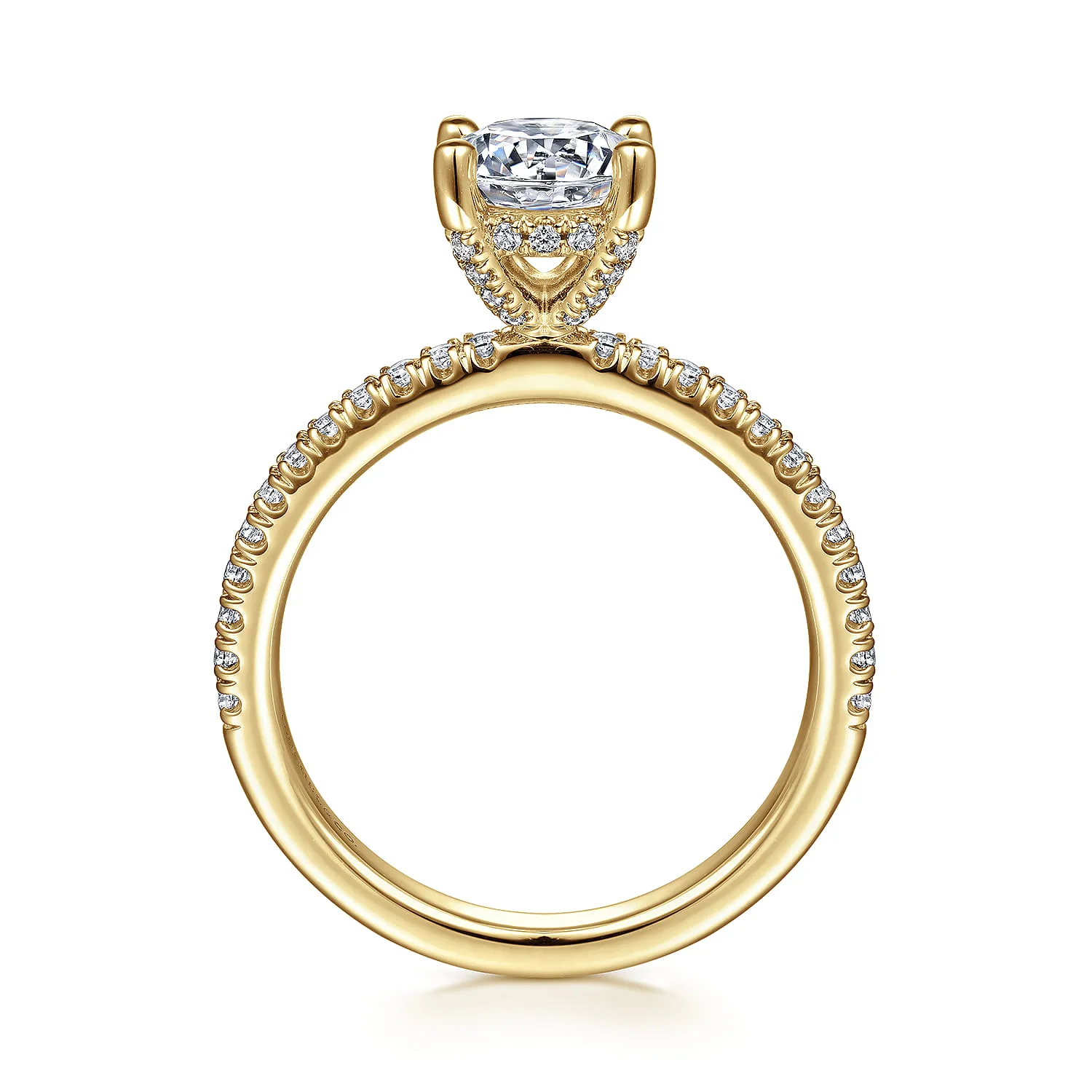 Round Diamond Engagement Ring in 14K Yellow Gold, photograph 2