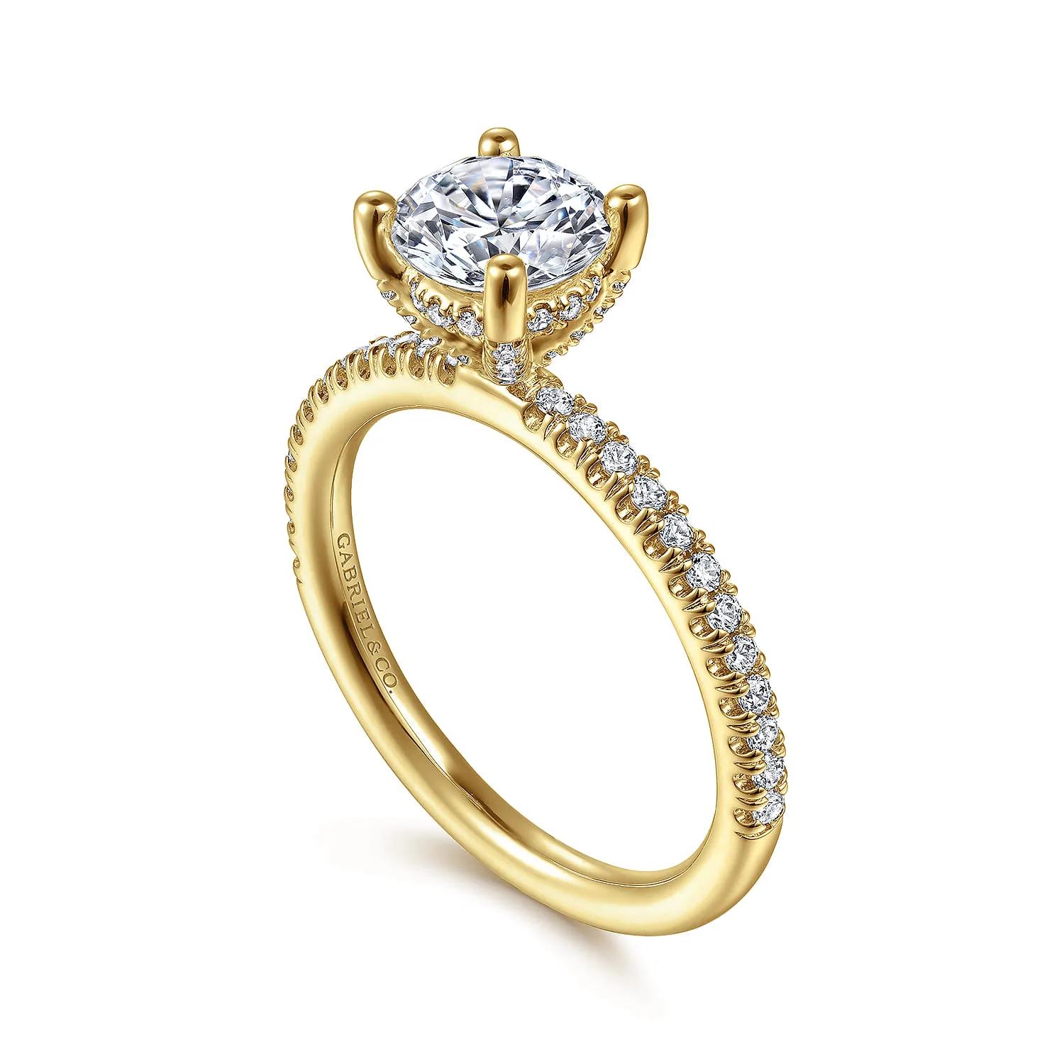 Round Diamond Engagement Ring in 14K Yellow Gold, photograph 3