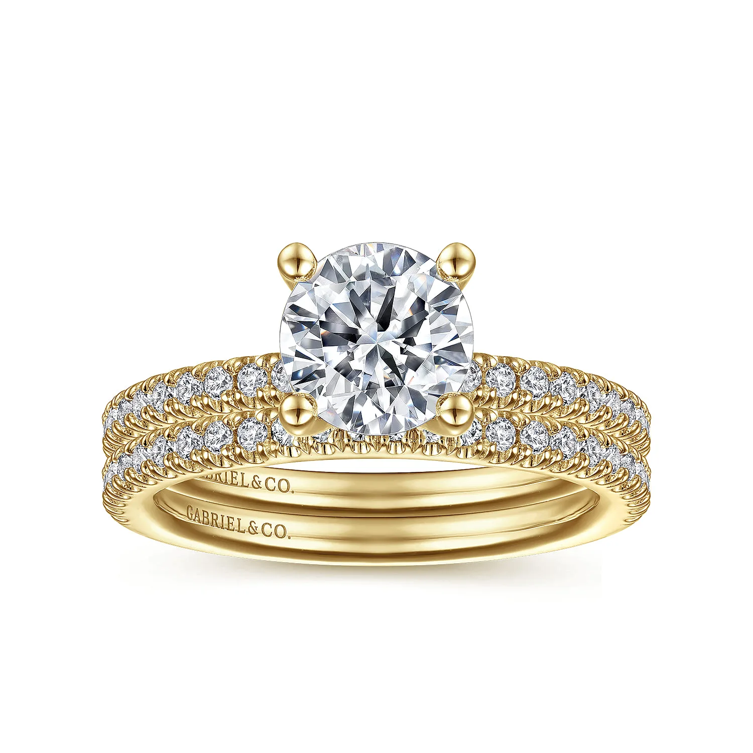 Round Diamond Engagement Ring in 14K Yellow Gold, photograph 4