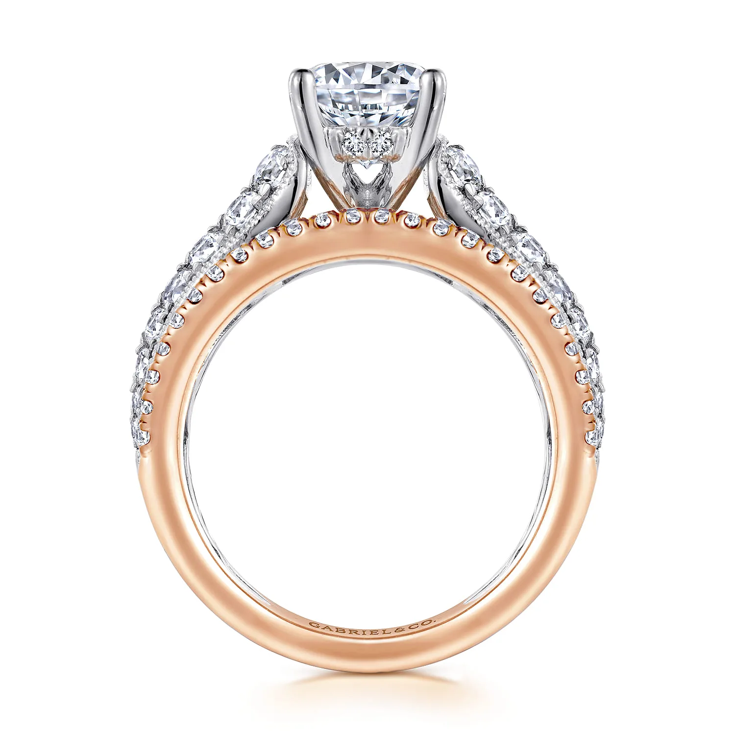 Round Diamond Engagement Ring in 14K White/Rose Gold, photograph 2