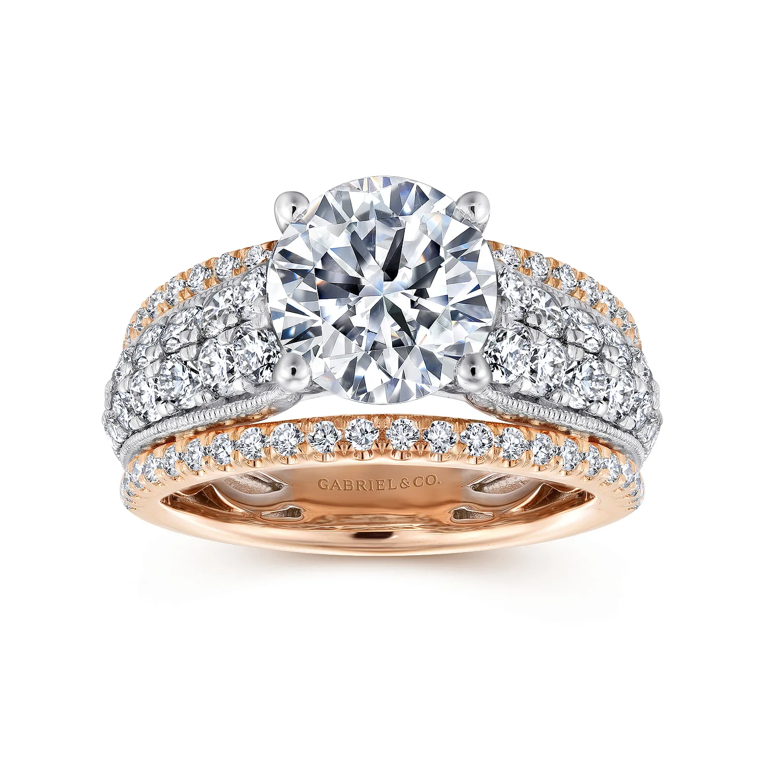 Round Diamond Engagement Ring in 14K White/Rose Gold, photograph 5