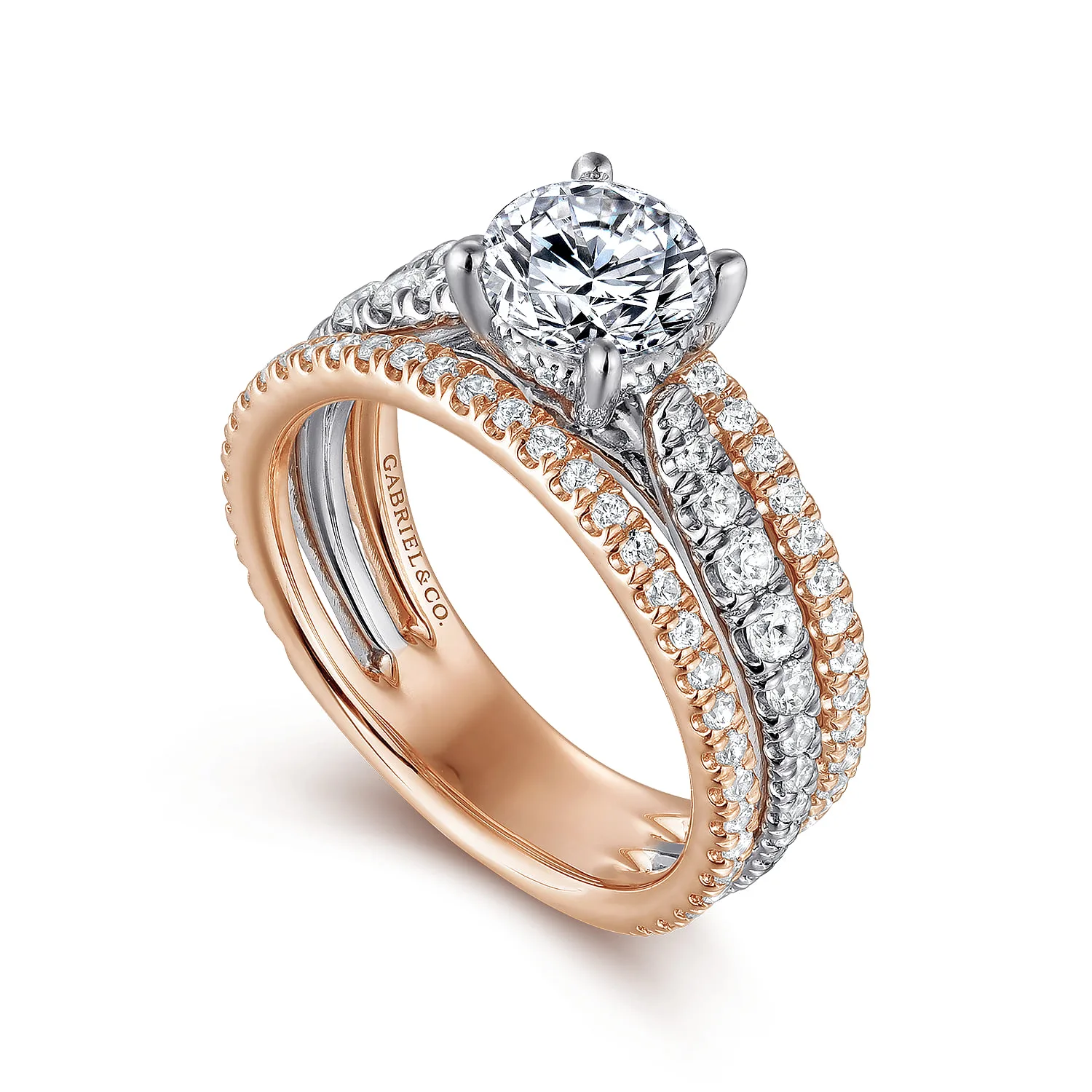 Round Diamond Engagement Ring in 14K White/Rose Gold, photograph 3