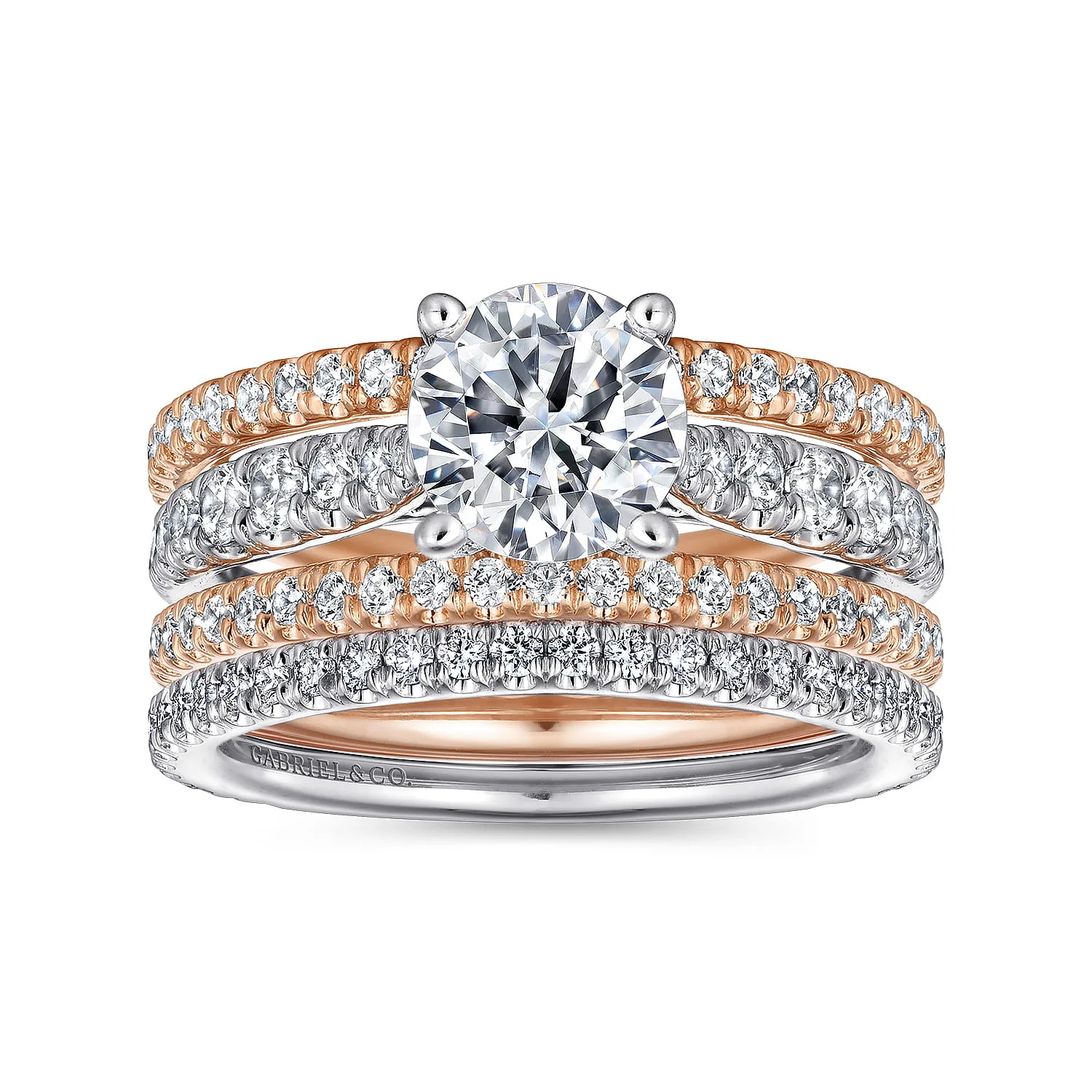 Round Diamond Engagement Ring in 14K White/Rose Gold, photograph 4