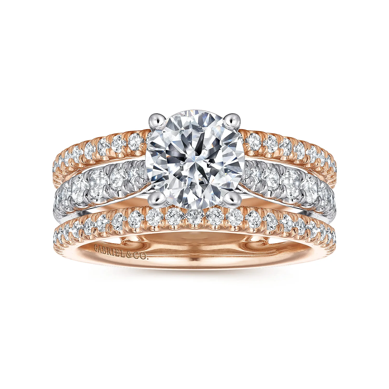 Round Diamond Engagement Ring in 14K White/Rose Gold, photograph 5