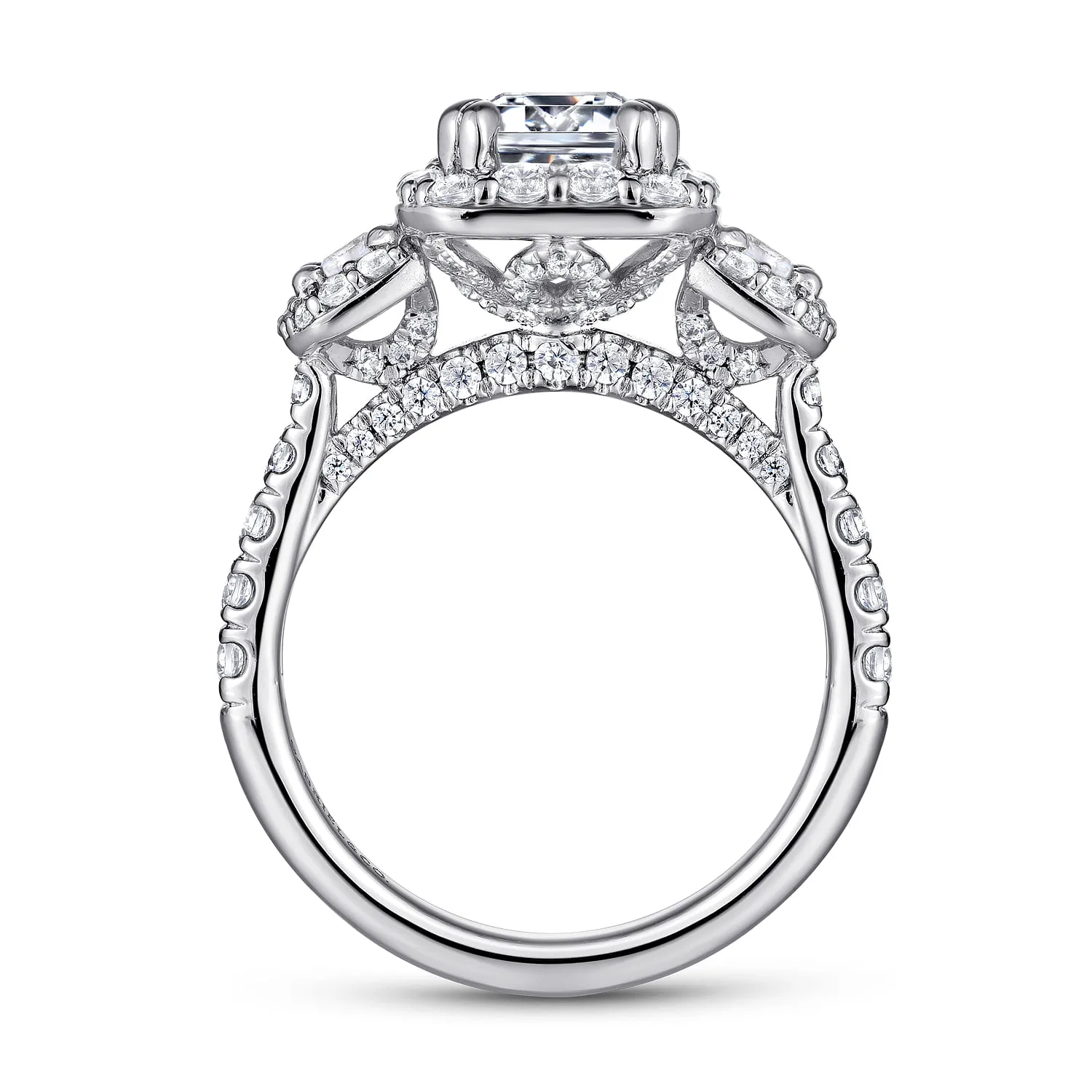 Emerald Diamond Engagement Ring in 14K White Gold, photograph 2