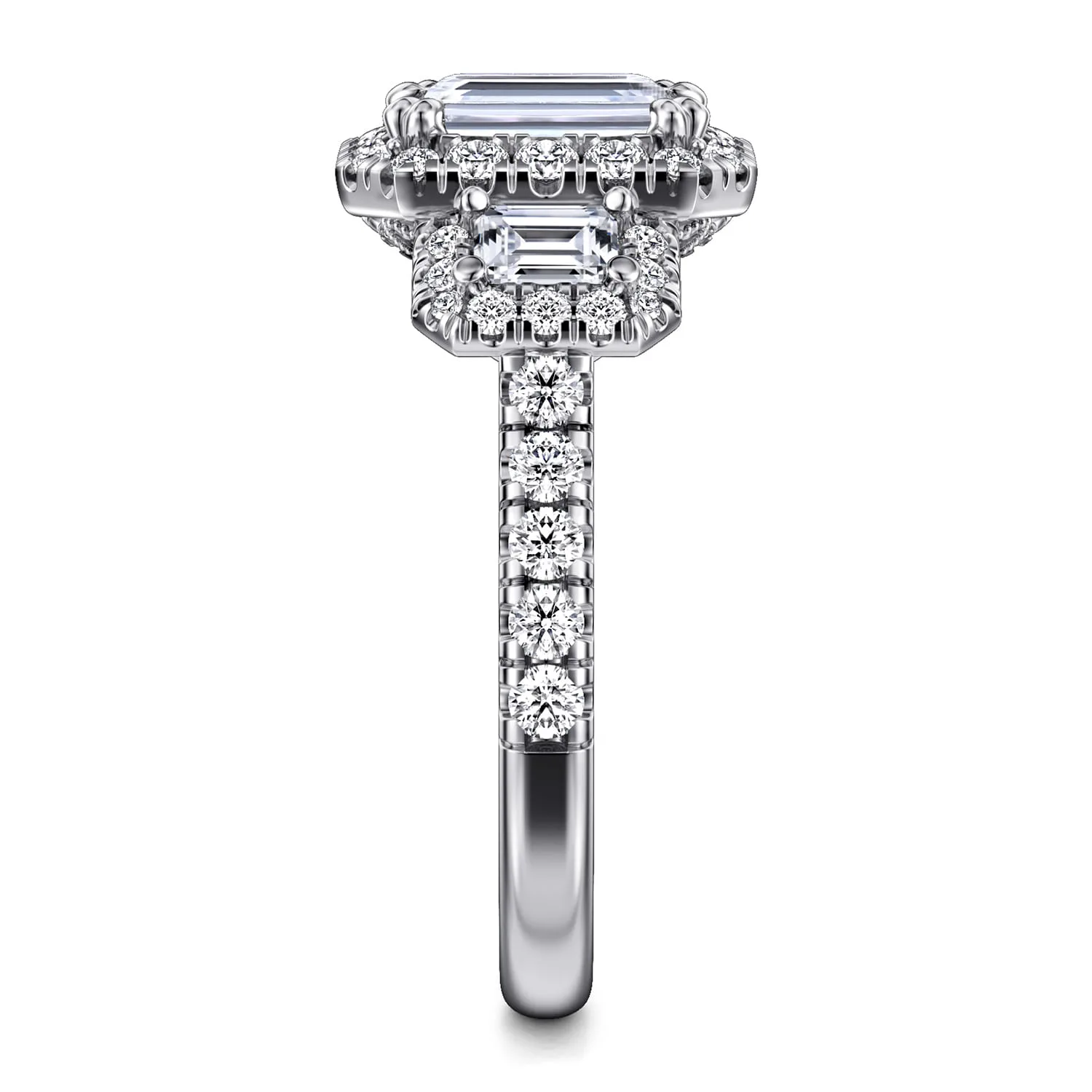 Emerald Diamond Engagement Ring in 14K White Gold, photograph 5