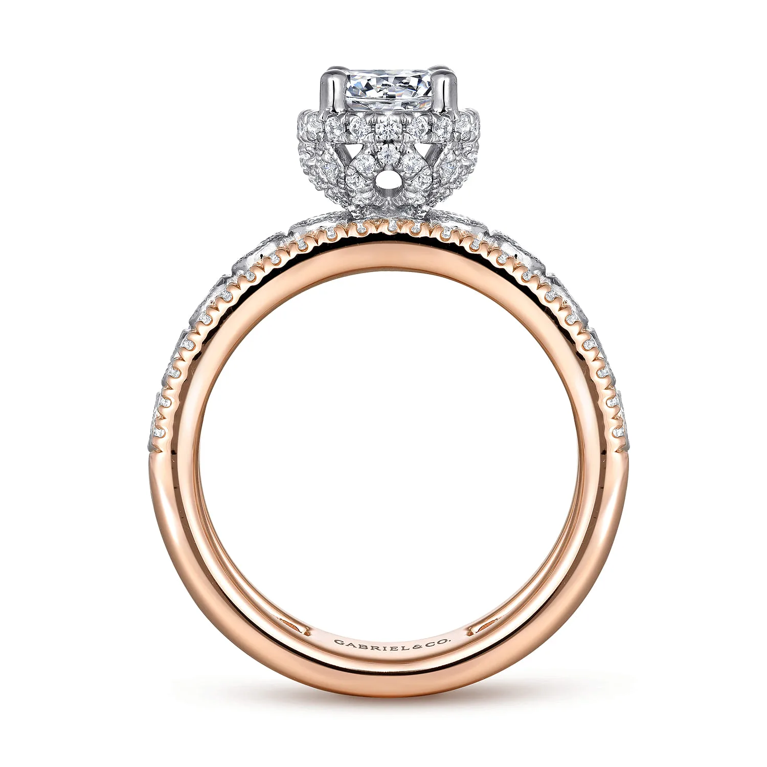 Round Diamond Engagement Ring in 14K White/Rose Gold, photograph 2