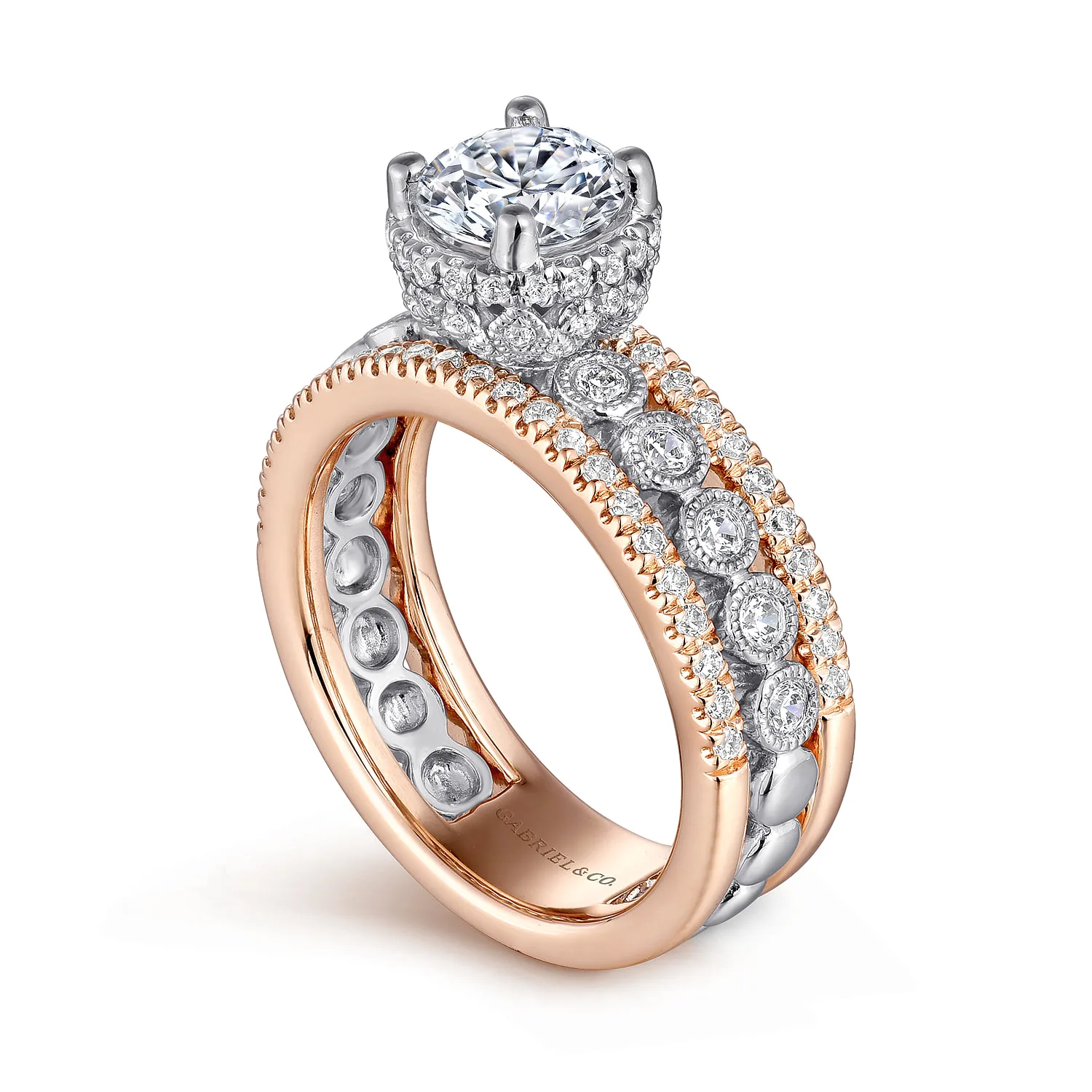Round Diamond Engagement Ring in 14K White/Rose Gold, photograph 3