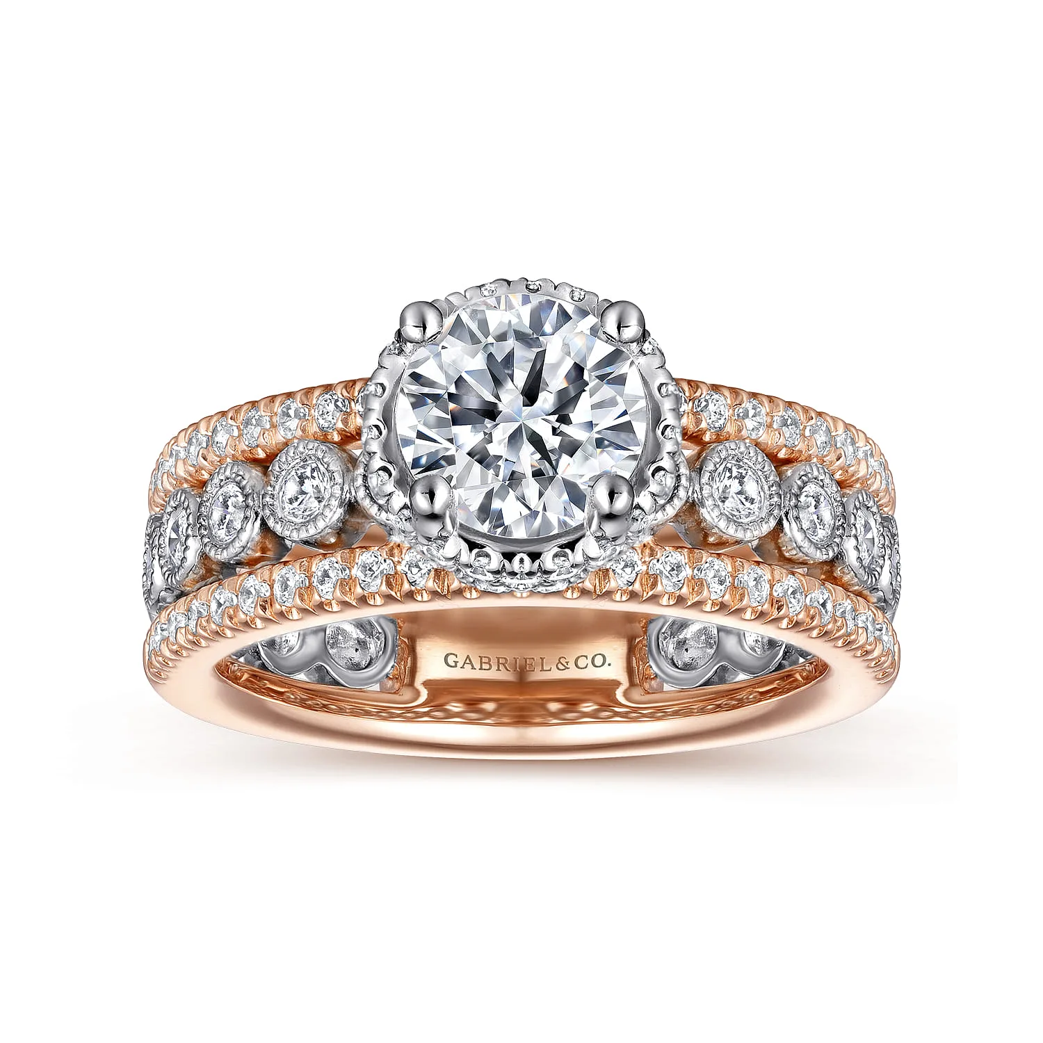 Round Diamond Engagement Ring in 14K White/Rose Gold, photograph 5