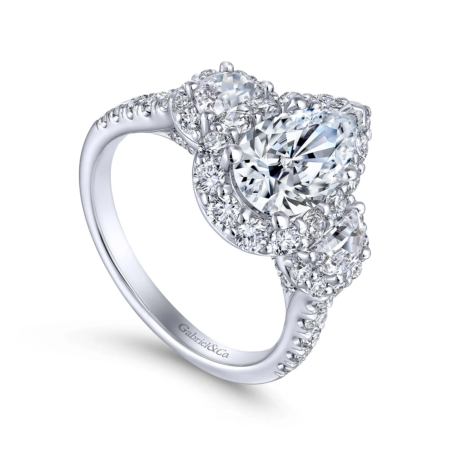 Pear Diamond Engagement Ring in 14K White Gold, photograph 3