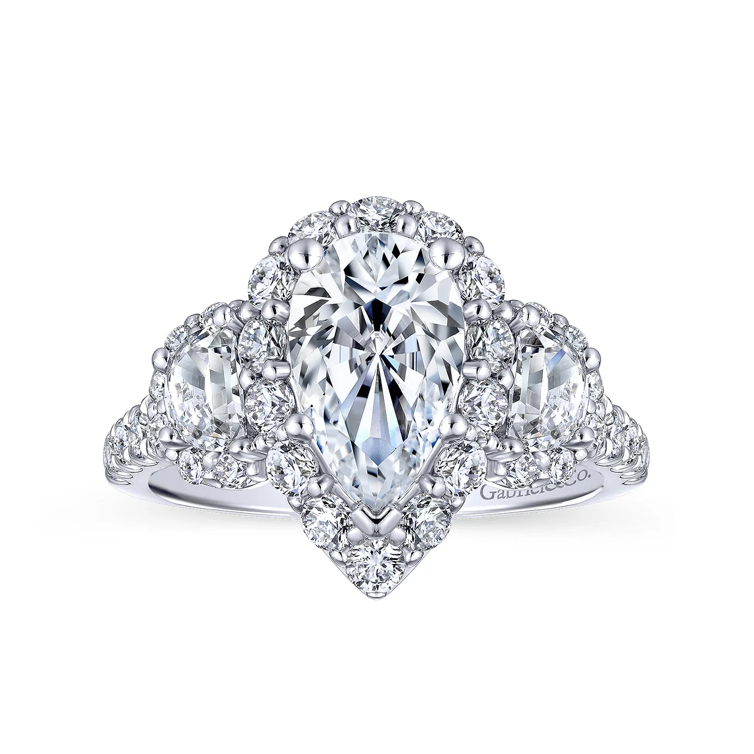 Pear Diamond Engagement Ring in 14K White Gold, photograph 5