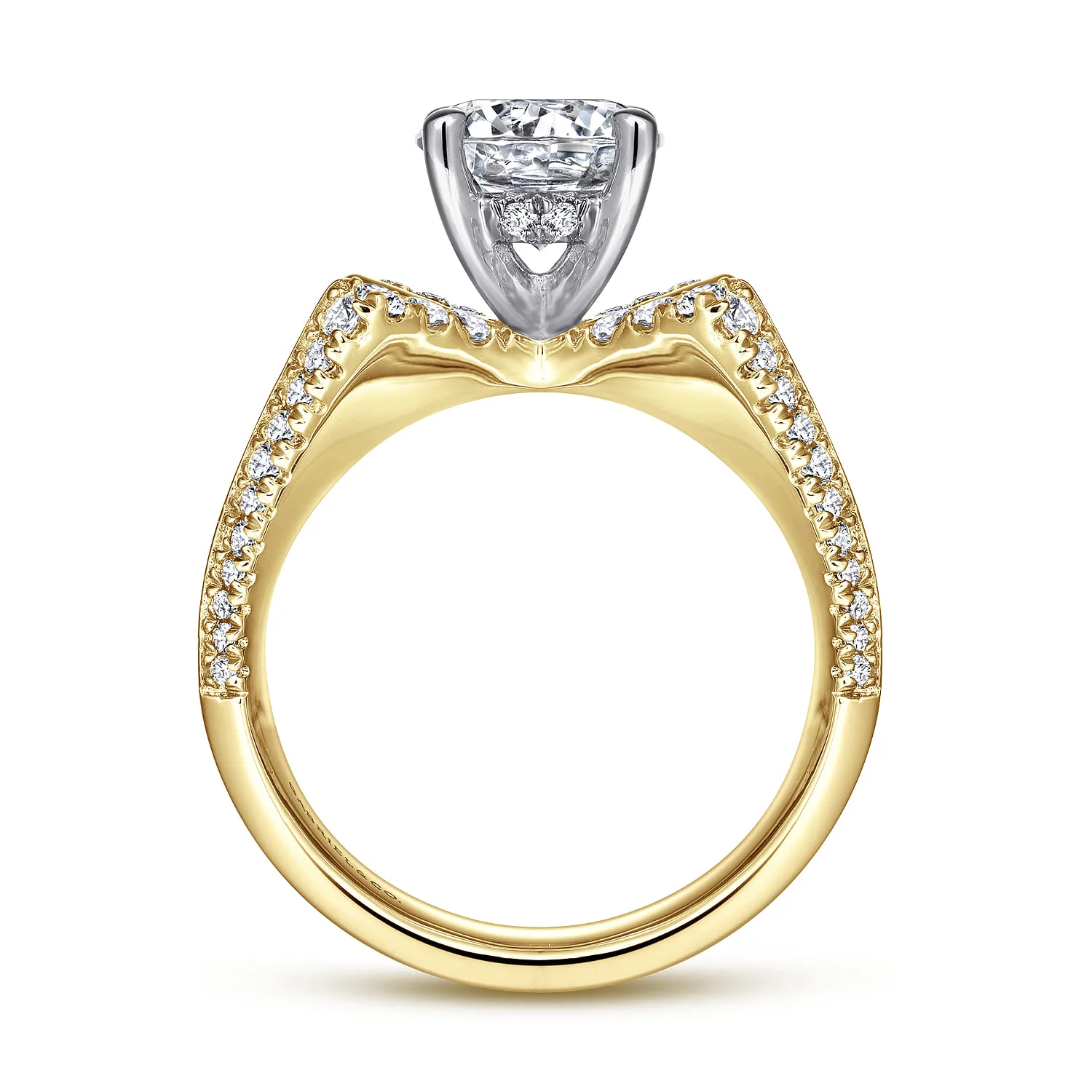 Round Diamond Engagement Ring in 14K White/Yellow Gold, photograph 2