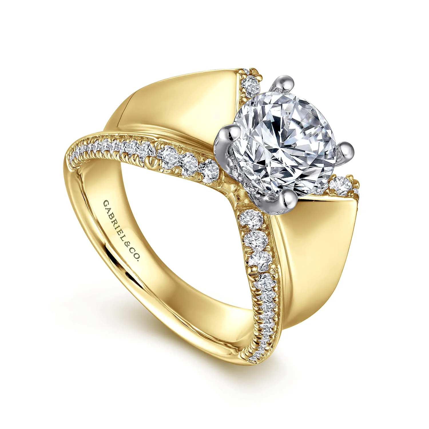 Round Diamond Engagement Ring in 14K White/Yellow Gold, photograph 3