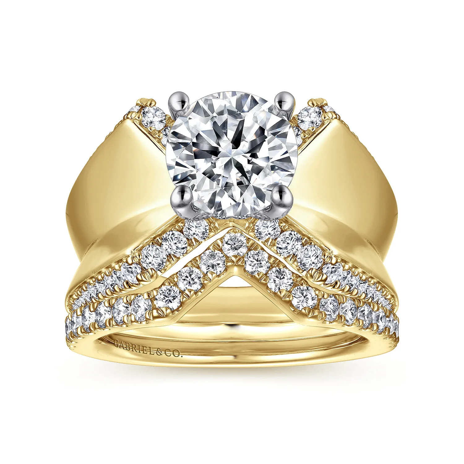 Round Diamond Engagement Ring in 14K White/Yellow Gold, photograph 4