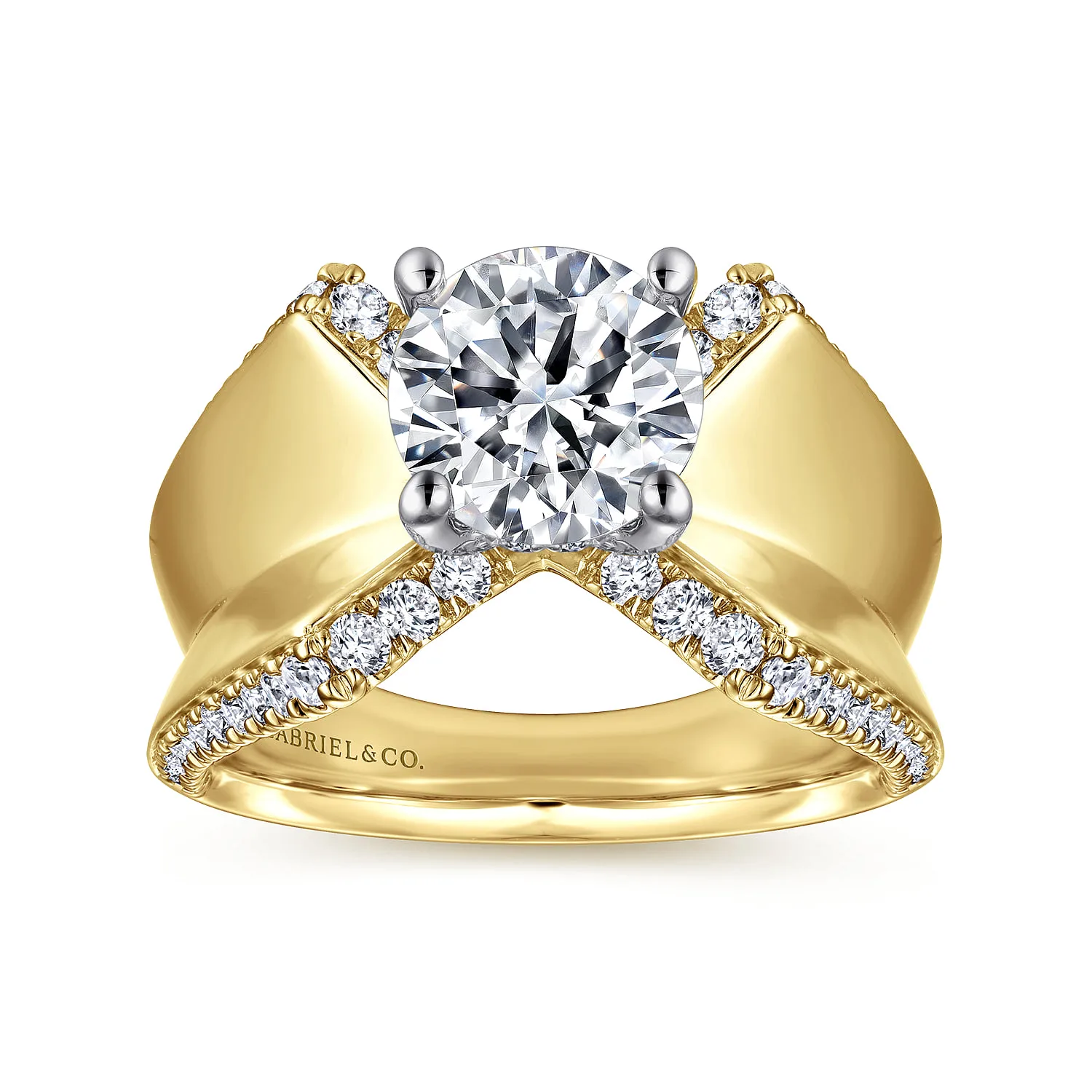 Round Diamond Engagement Ring in 14K White/Yellow Gold, photograph 5