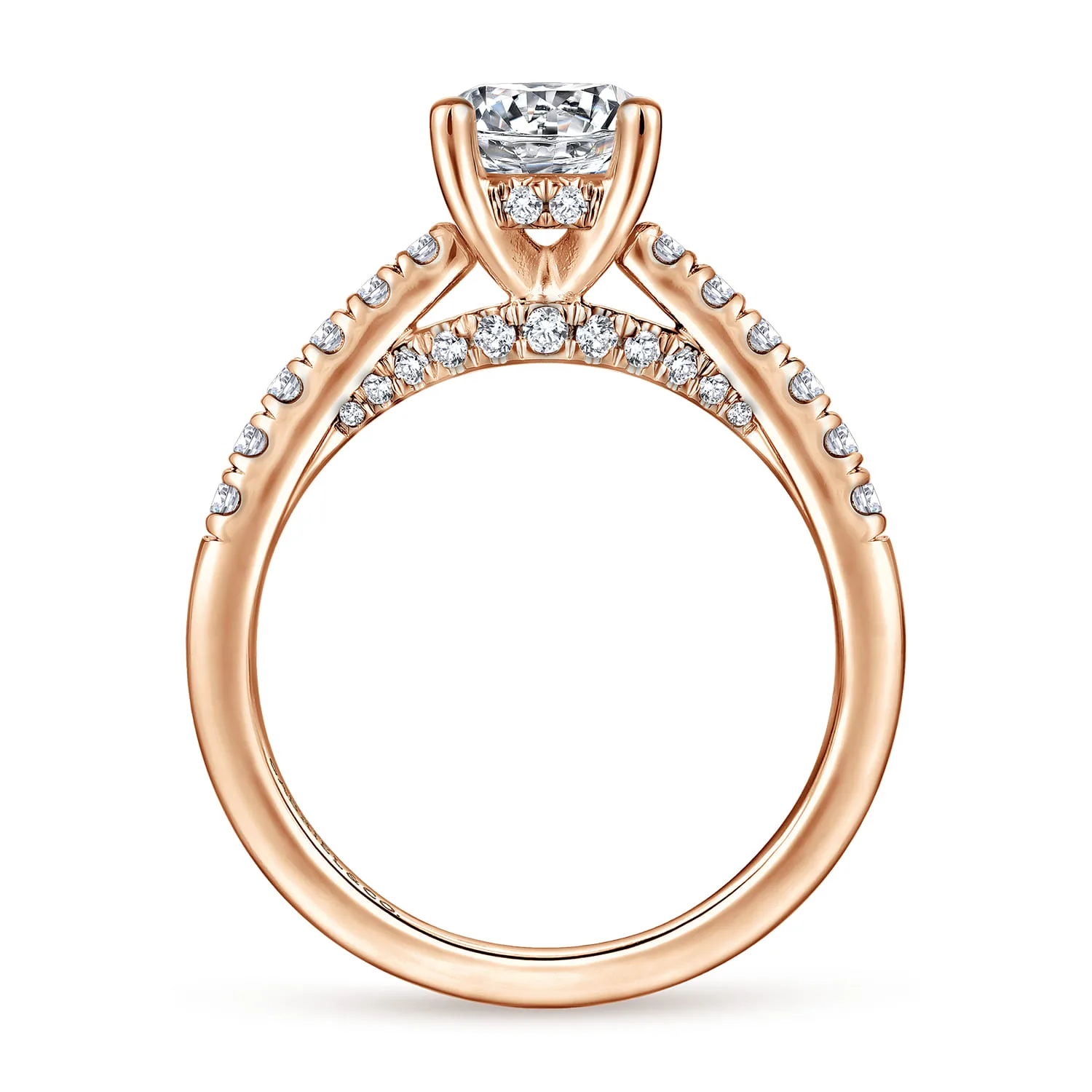 Round Diamond Engagement Ring in 14K Rose Gold, photograph 2