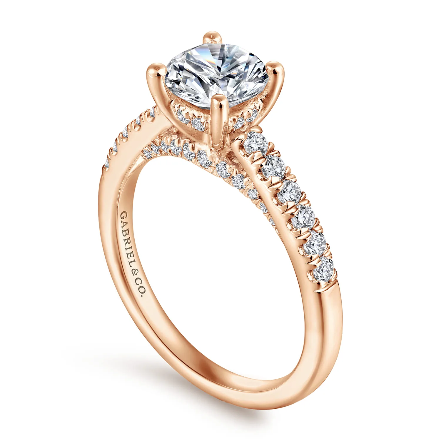 Round Diamond Engagement Ring in 14K Rose Gold, photograph 3