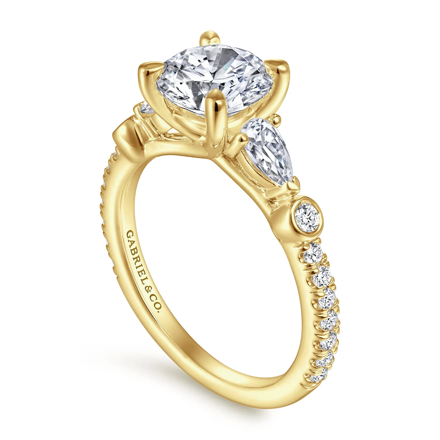 Round Five Stone Diamond Engagement Ring in 14K White Gold, photograph 3