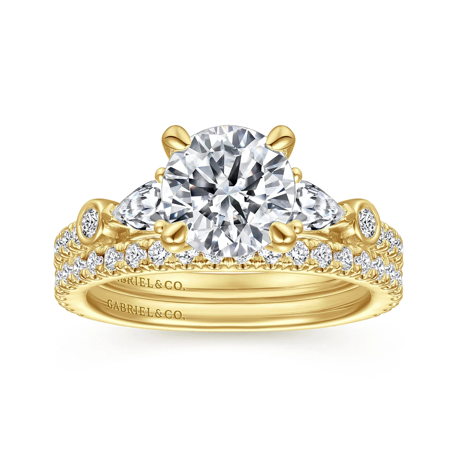 Round Five Stone Diamond Engagement Ring in 14K White Gold, photograph 4