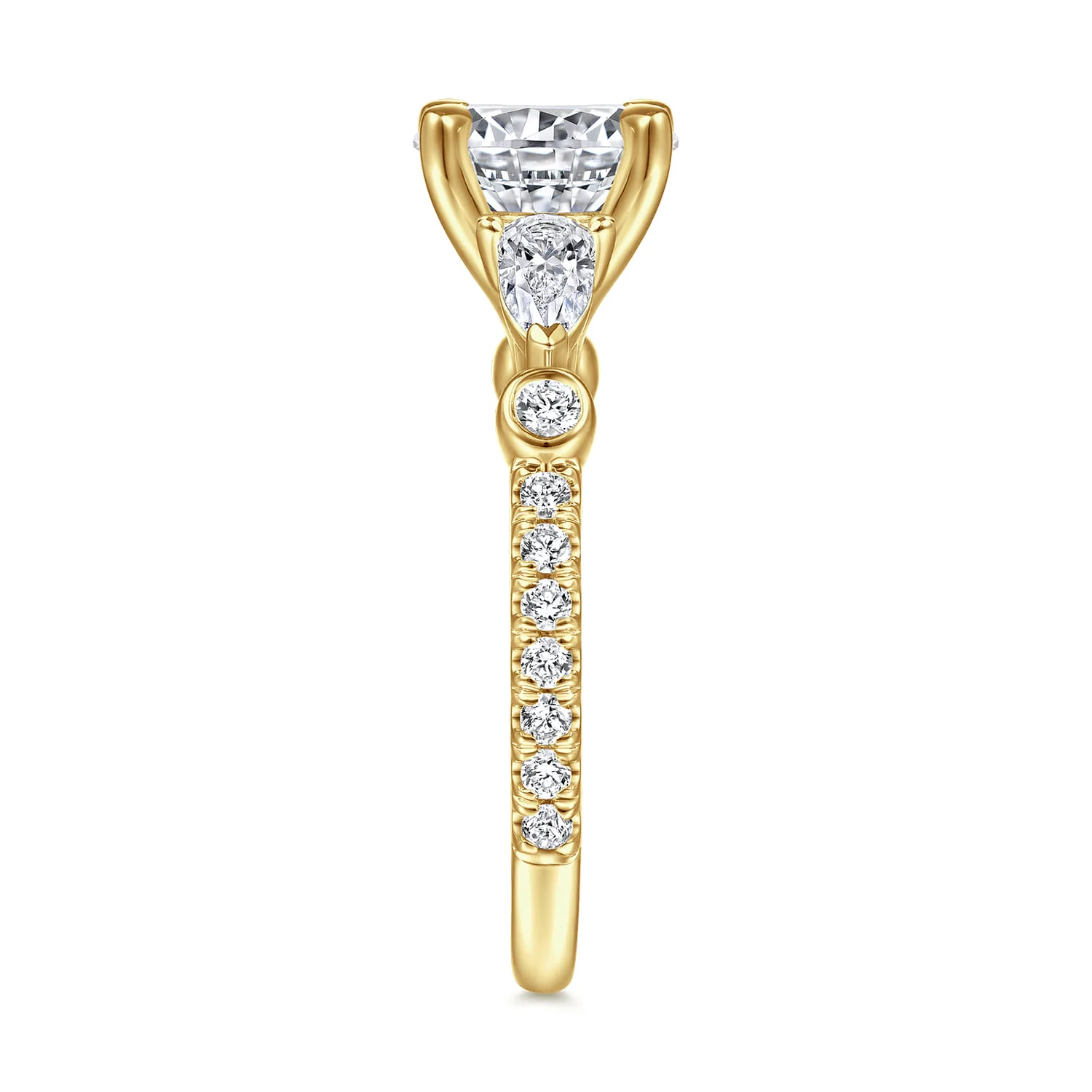 Round Five Stone Diamond Engagement Ring in 14K White Gold, photograph 5