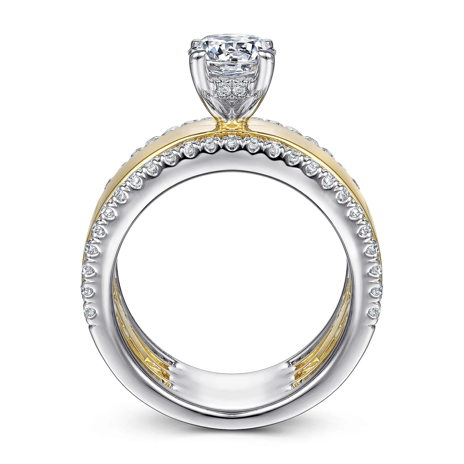 Round Diamond Engagement Ring in 14K White/Yellow Gold, photograph 2