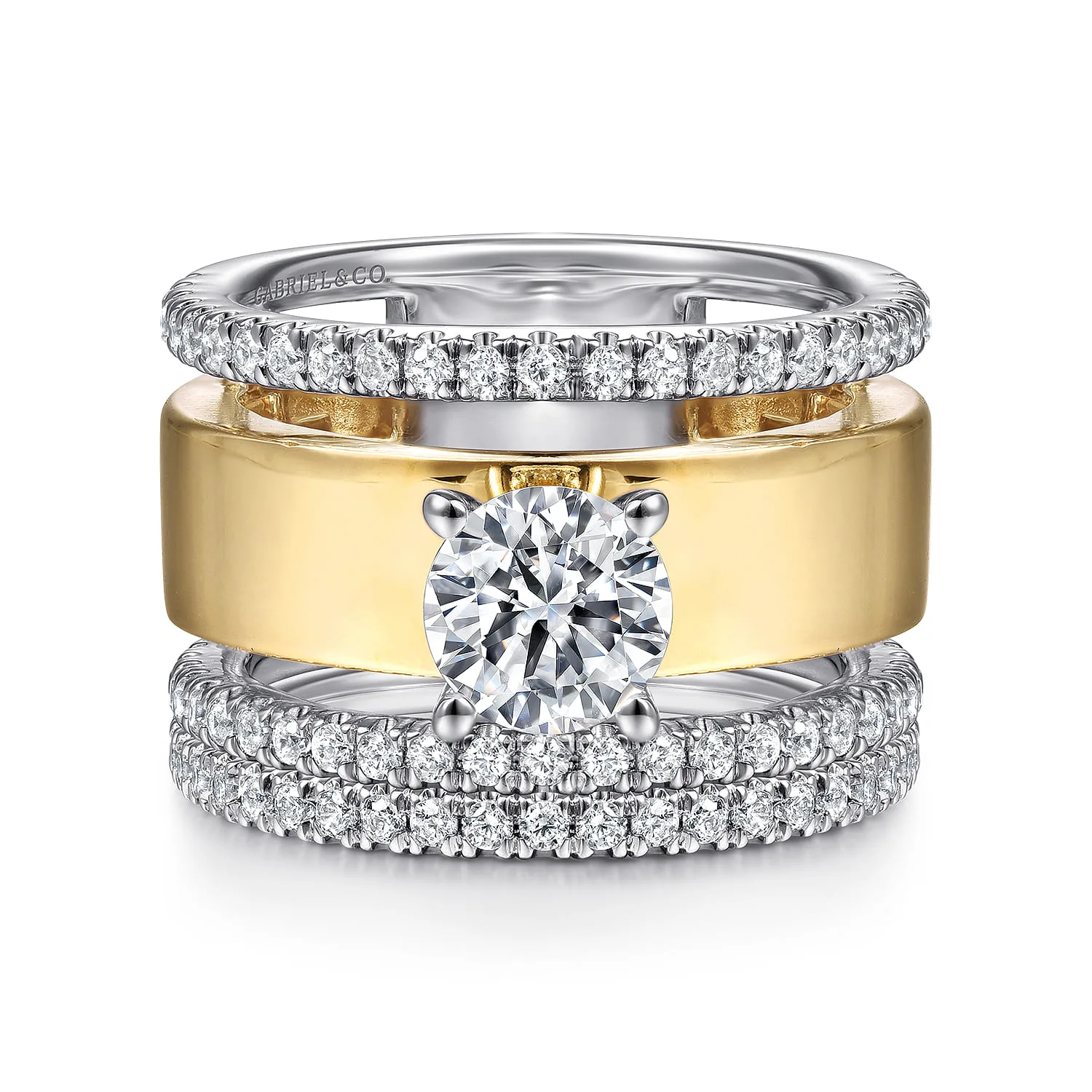 Round Diamond Engagement Ring in 14K White/Yellow Gold, photograph 4