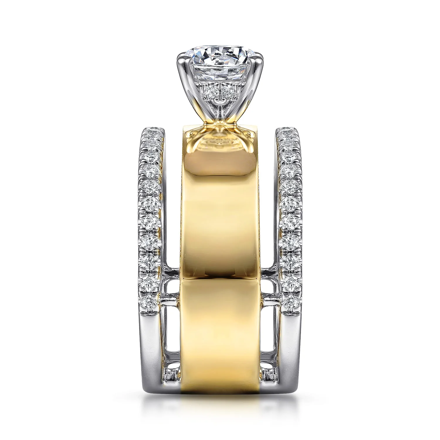 Round Diamond Engagement Ring in 14K White/Yellow Gold, photograph 5