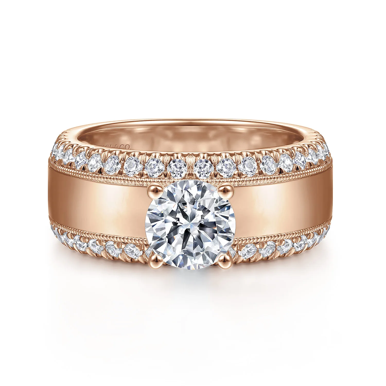 Wide Band Diamond Engagement Ring