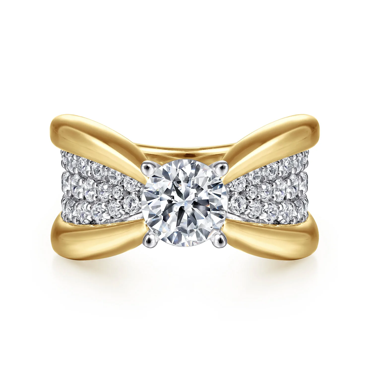 Wide Band Diamond Engagement Ring