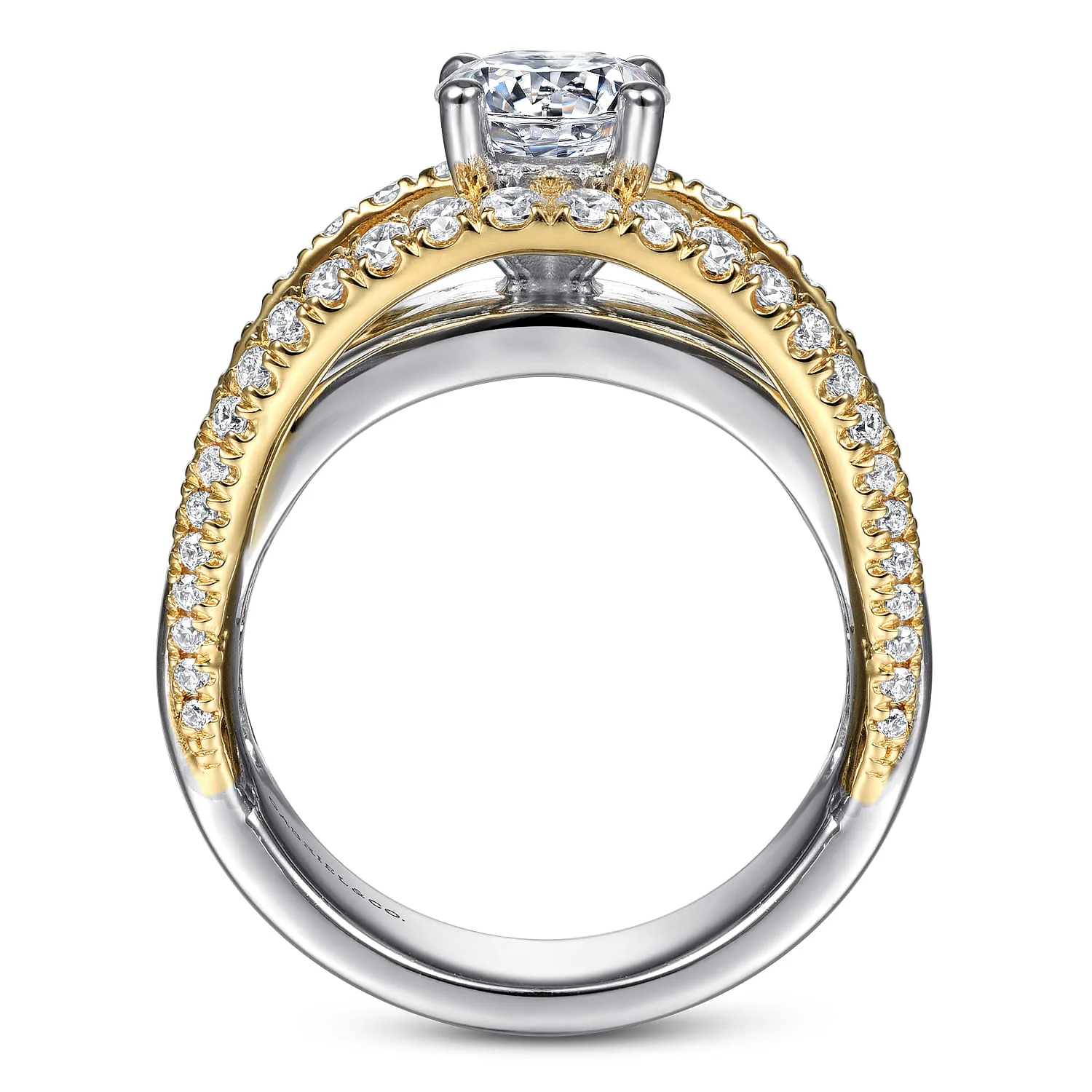 Round Diamond Engagement Ring in 14K White/Yellow Gold, photograph 2
