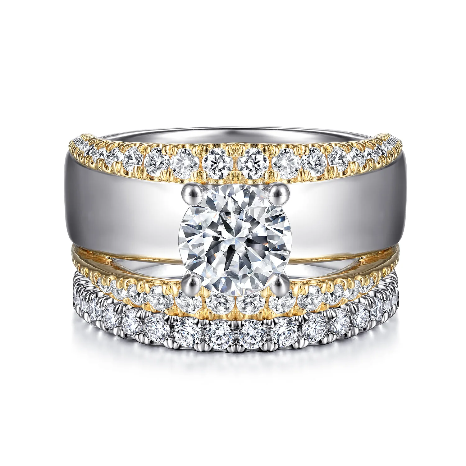 Round Diamond Engagement Ring in 14K White/Yellow Gold, photograph 4