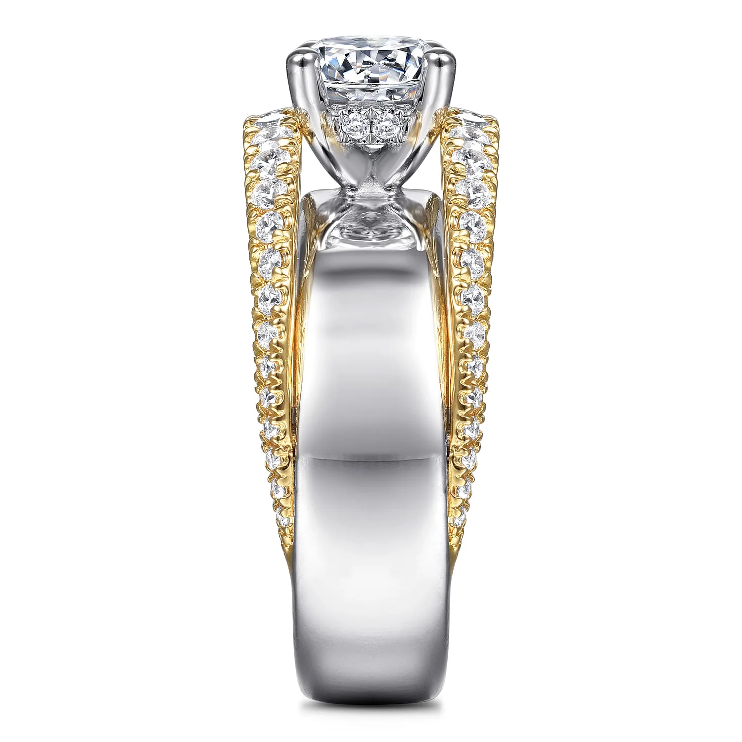 Round Diamond Engagement Ring in 14K White/Yellow Gold, photograph 5