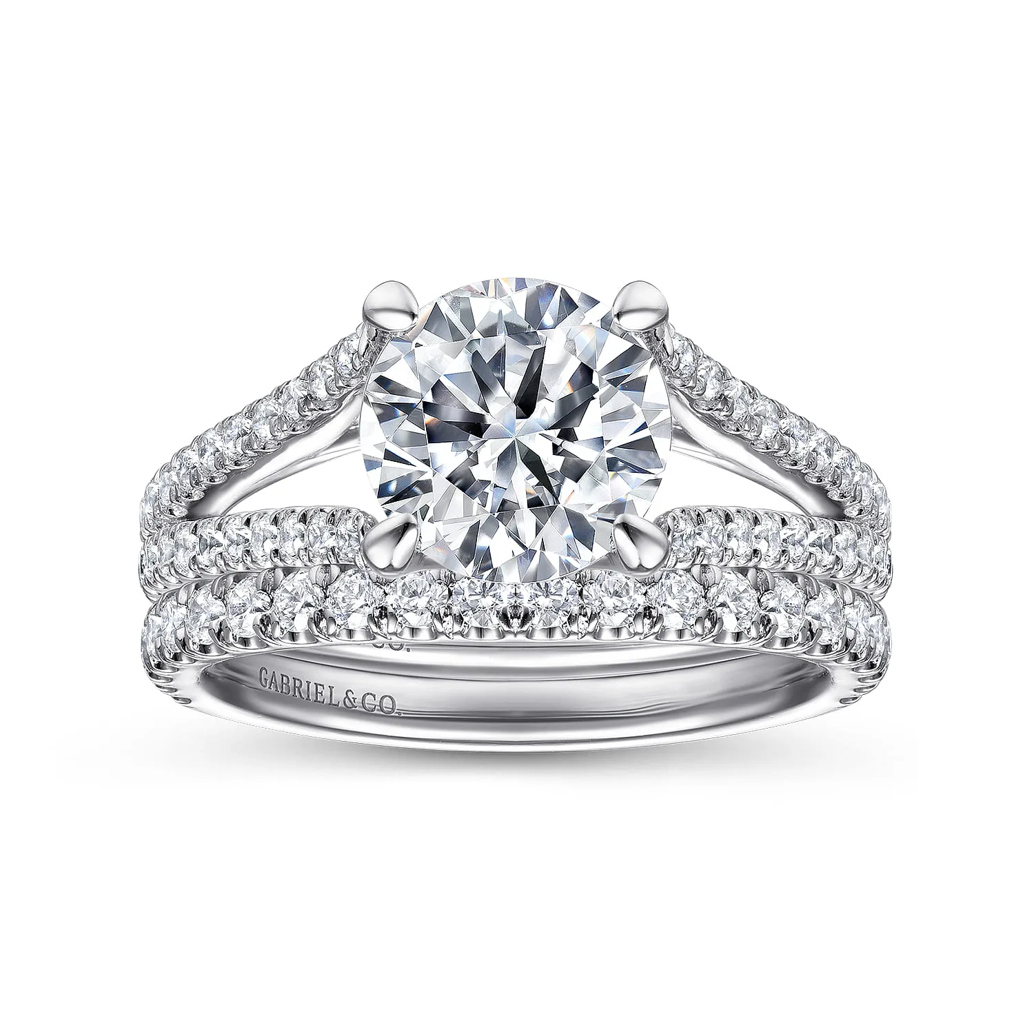 Round Diamond Engagement Ring in 14K White Gold, photograph 2