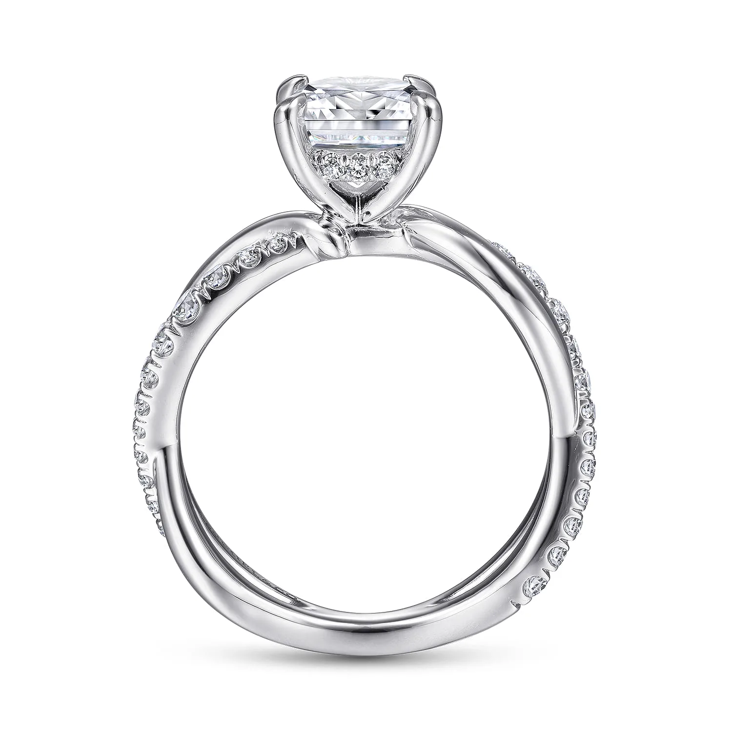 Round Twisted Diamond Engagement Ring in 14K White Gold, photograph 2