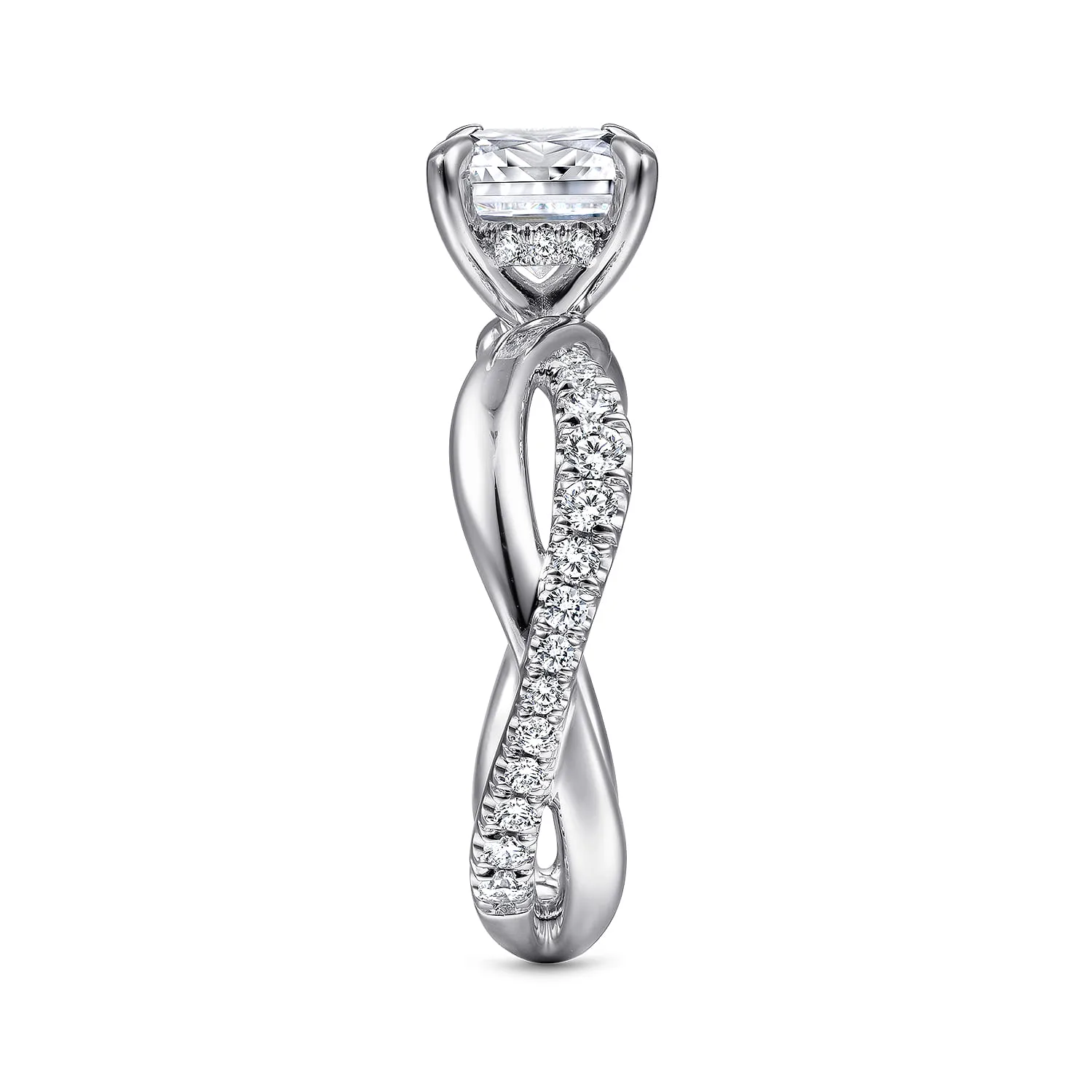 Round Twisted Diamond Engagement Ring in 14K White Gold, photograph 5