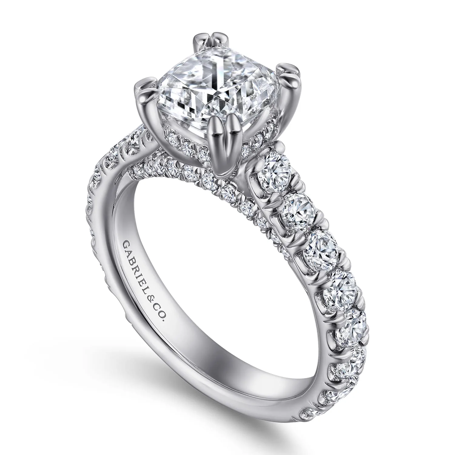 Cushion Diamond Engagement Ring in 14K White Gold, photograph 3