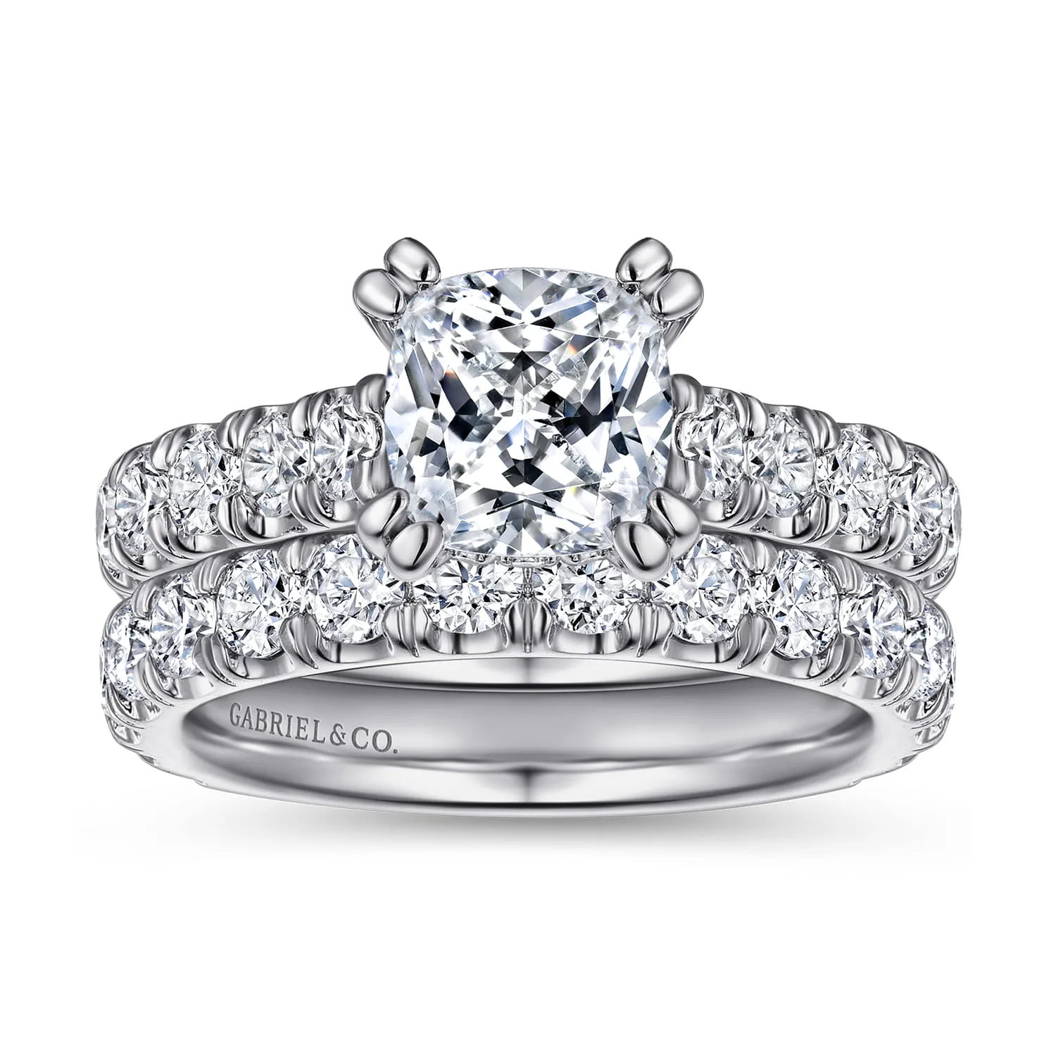 Cushion Diamond Engagement Ring in 14K White Gold, photograph 4