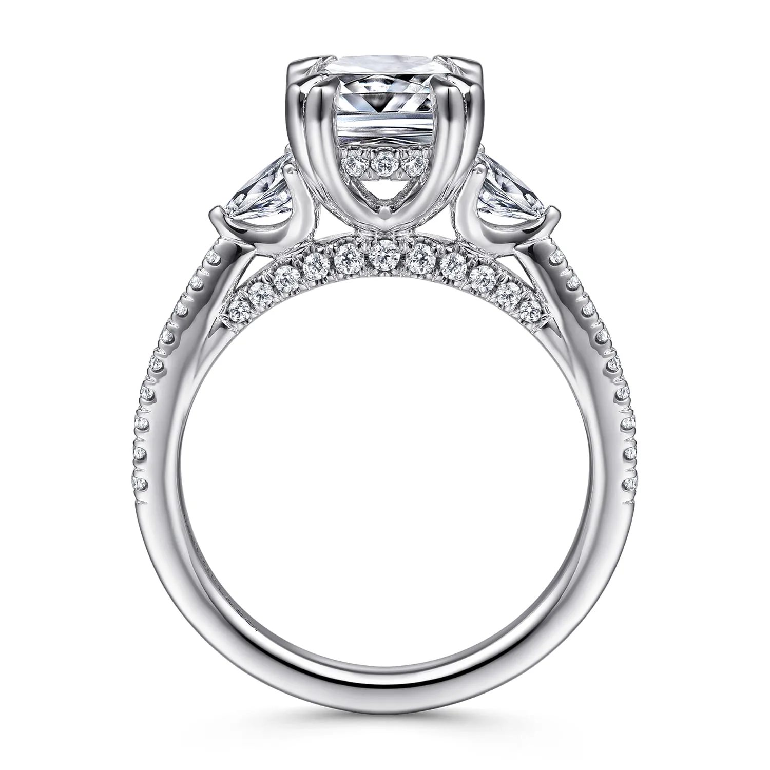 Cushion Diamond Engagement Ring in 14K White Gold, photograph 2