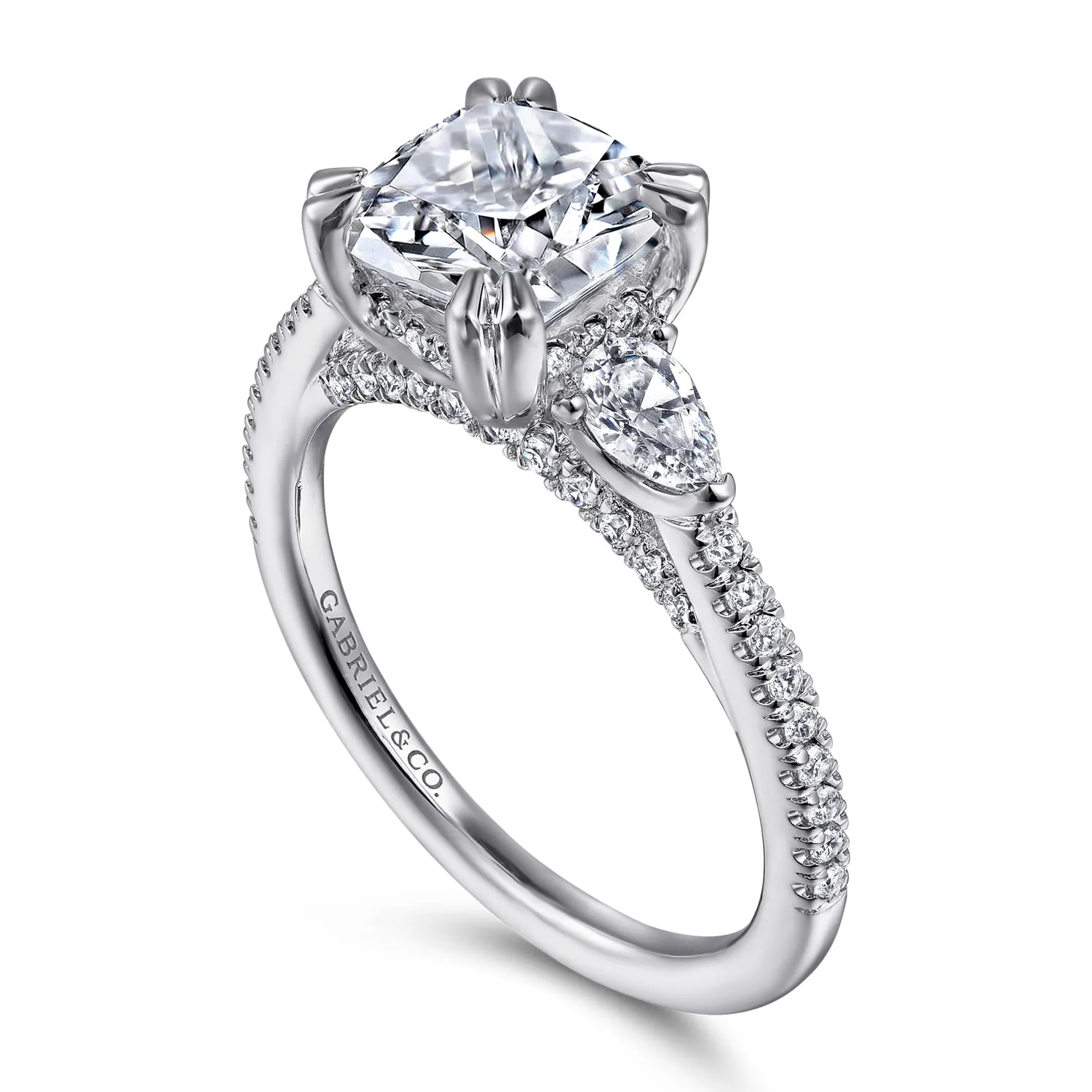Cushion Diamond Engagement Ring in 14K White Gold, photograph 3