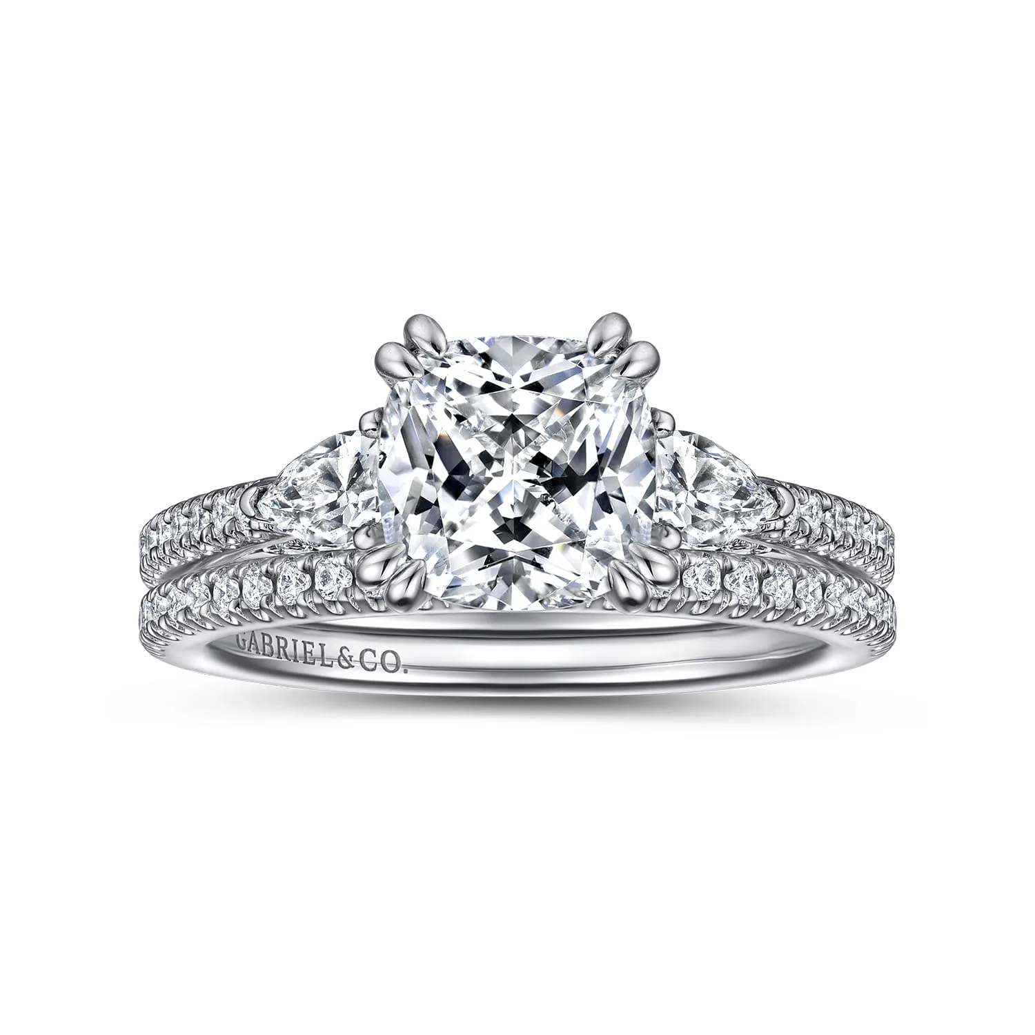 Cushion Diamond Engagement Ring in 14K White Gold, photograph 4