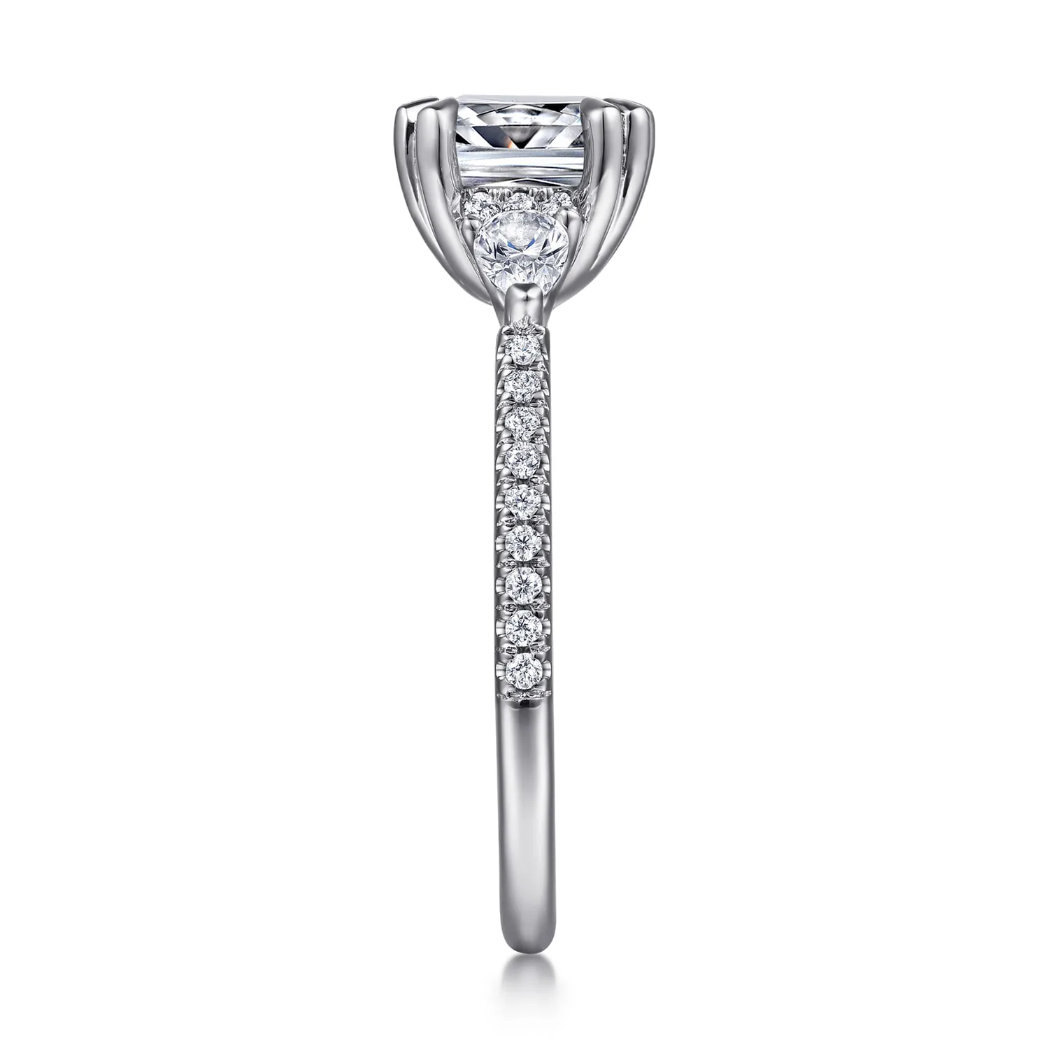 Cushion Diamond Engagement Ring in 14K White Gold, photograph 5