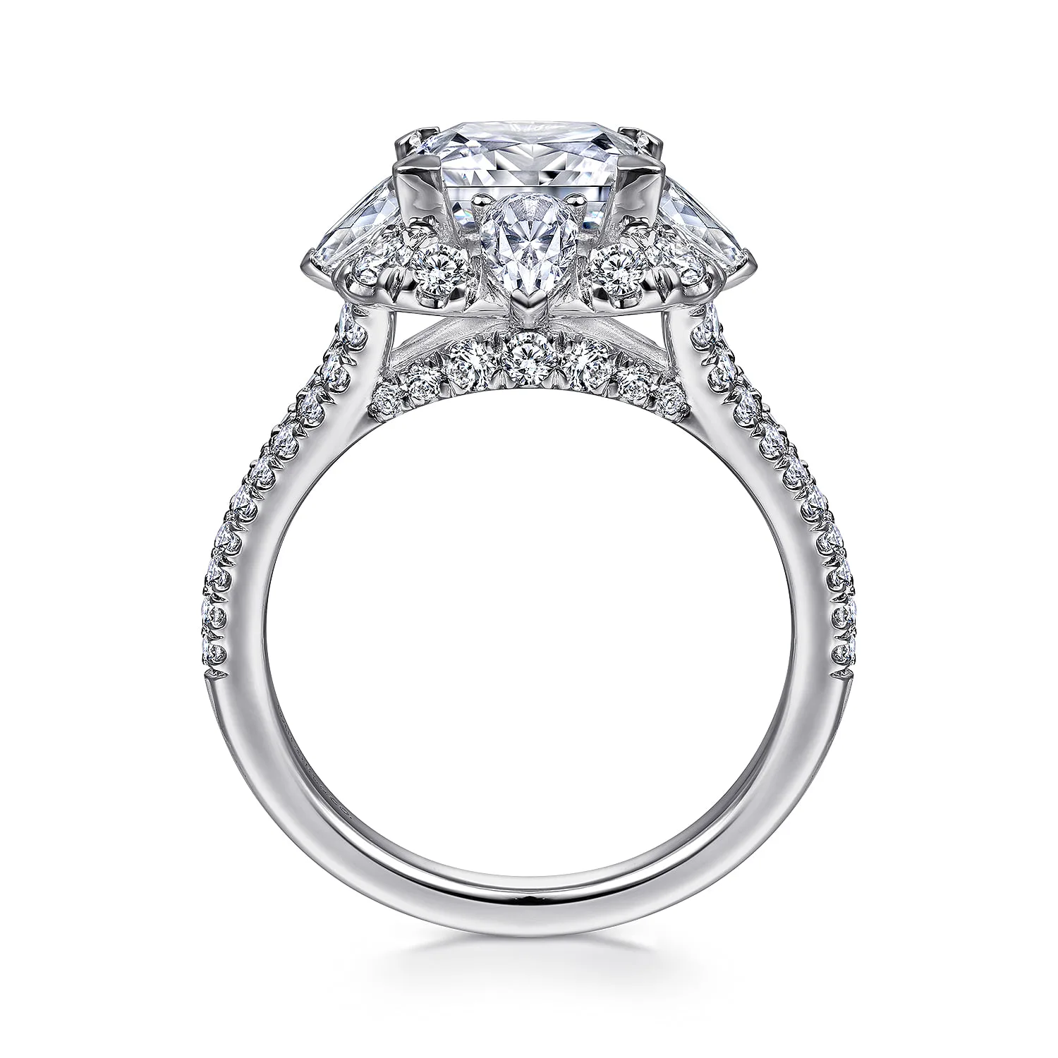 Princess Fancy Halo Diamond Engagement Ring in 14K White Gold, photograph 2