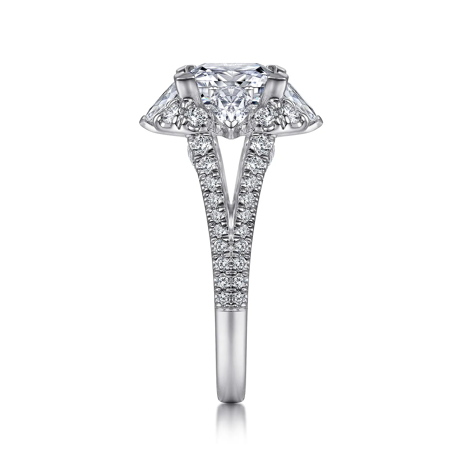 Princess Fancy Halo Diamond Engagement Ring in 14K White Gold, photograph 5