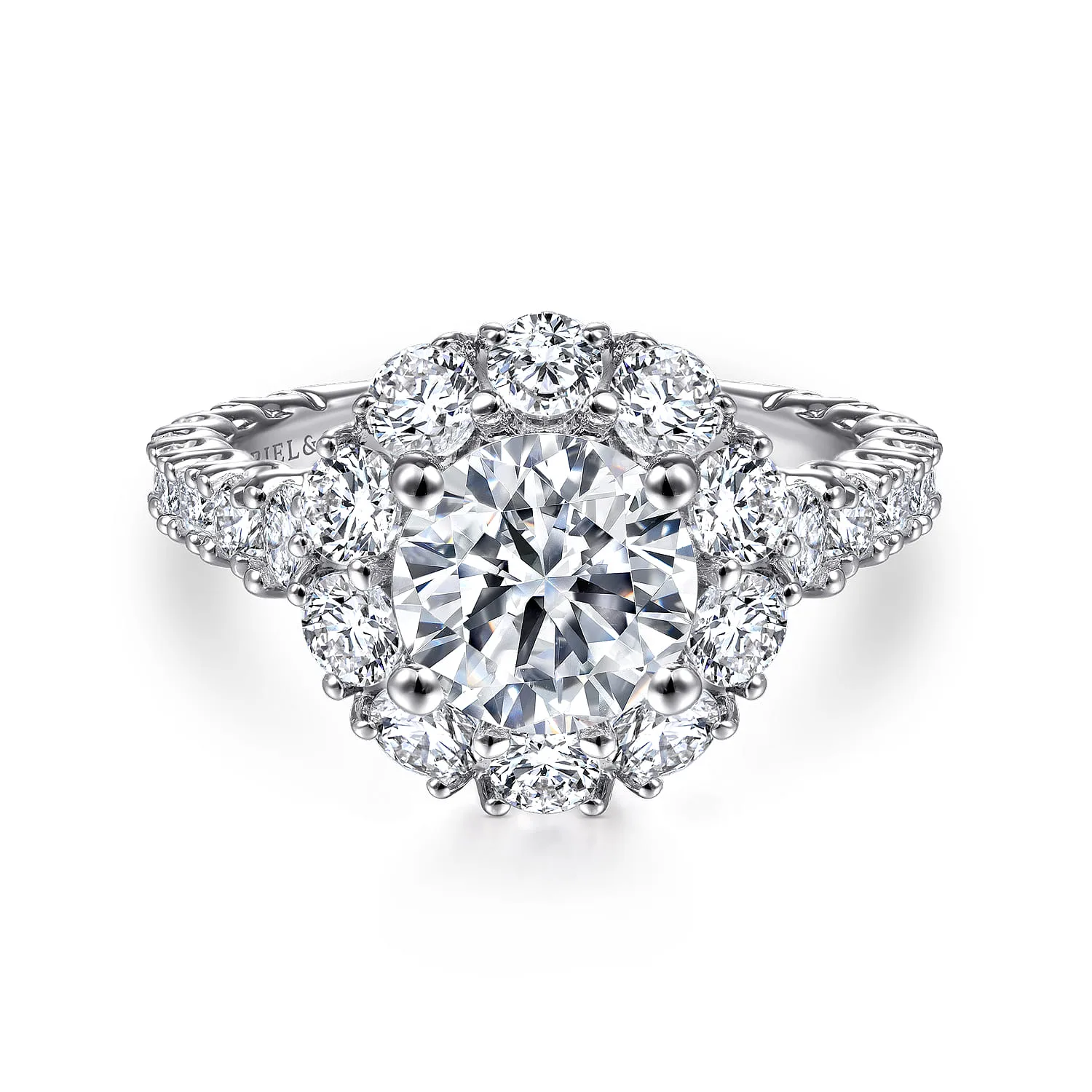Round Halo Diamond Engagement Ring in 14K White Gold